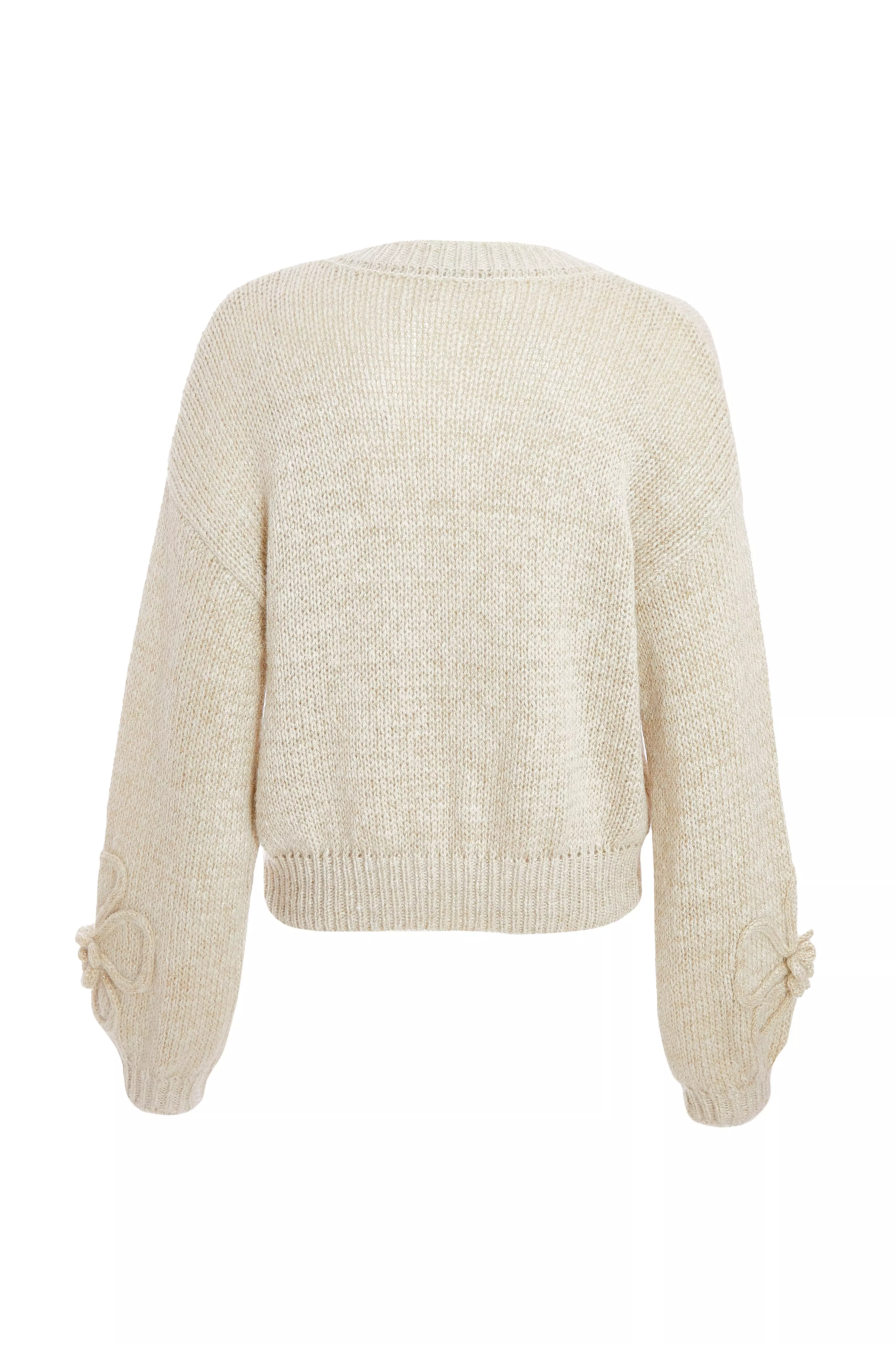 Beige Knit Floral Jumper