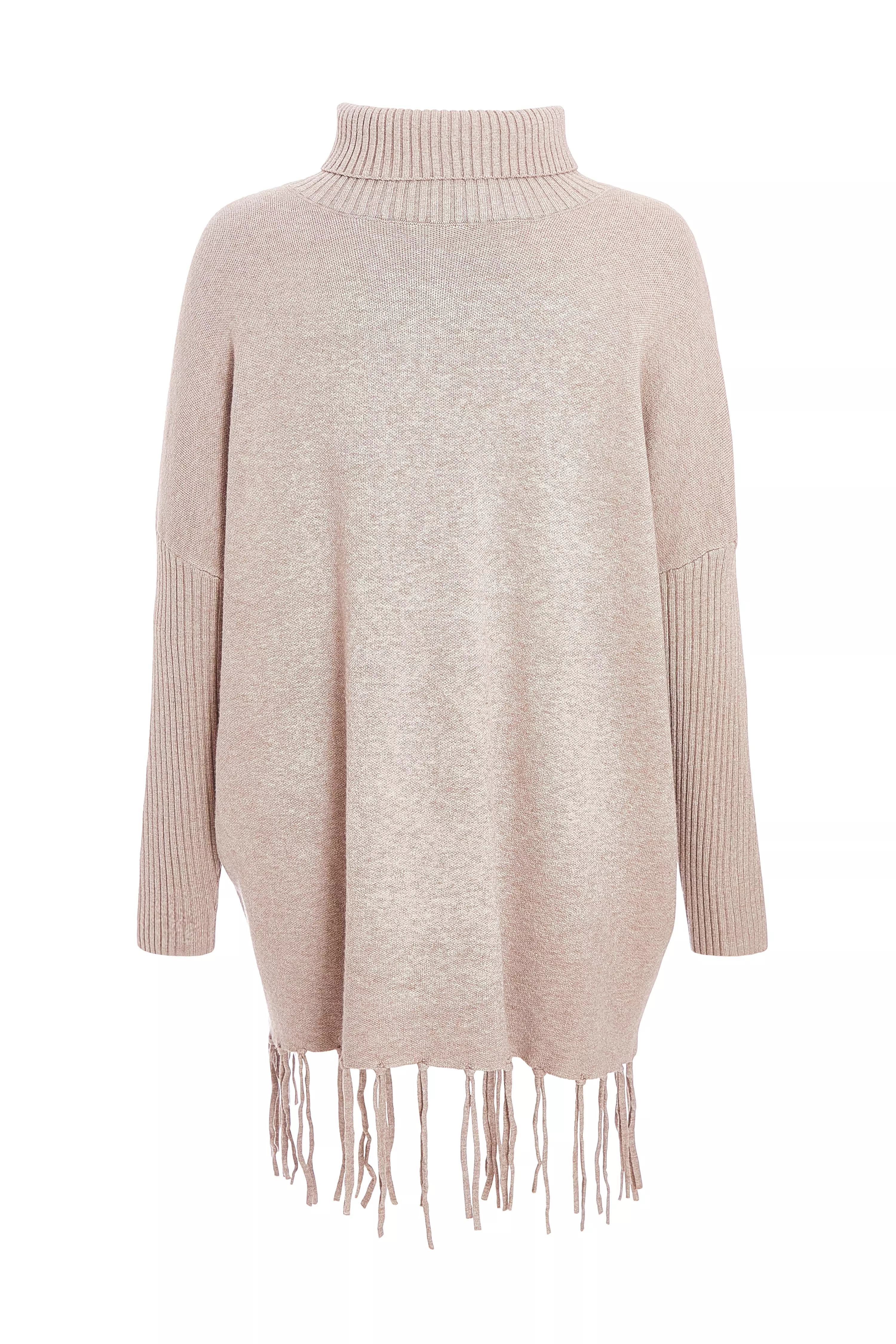 Mocha Knit Tassel Hem Jumper