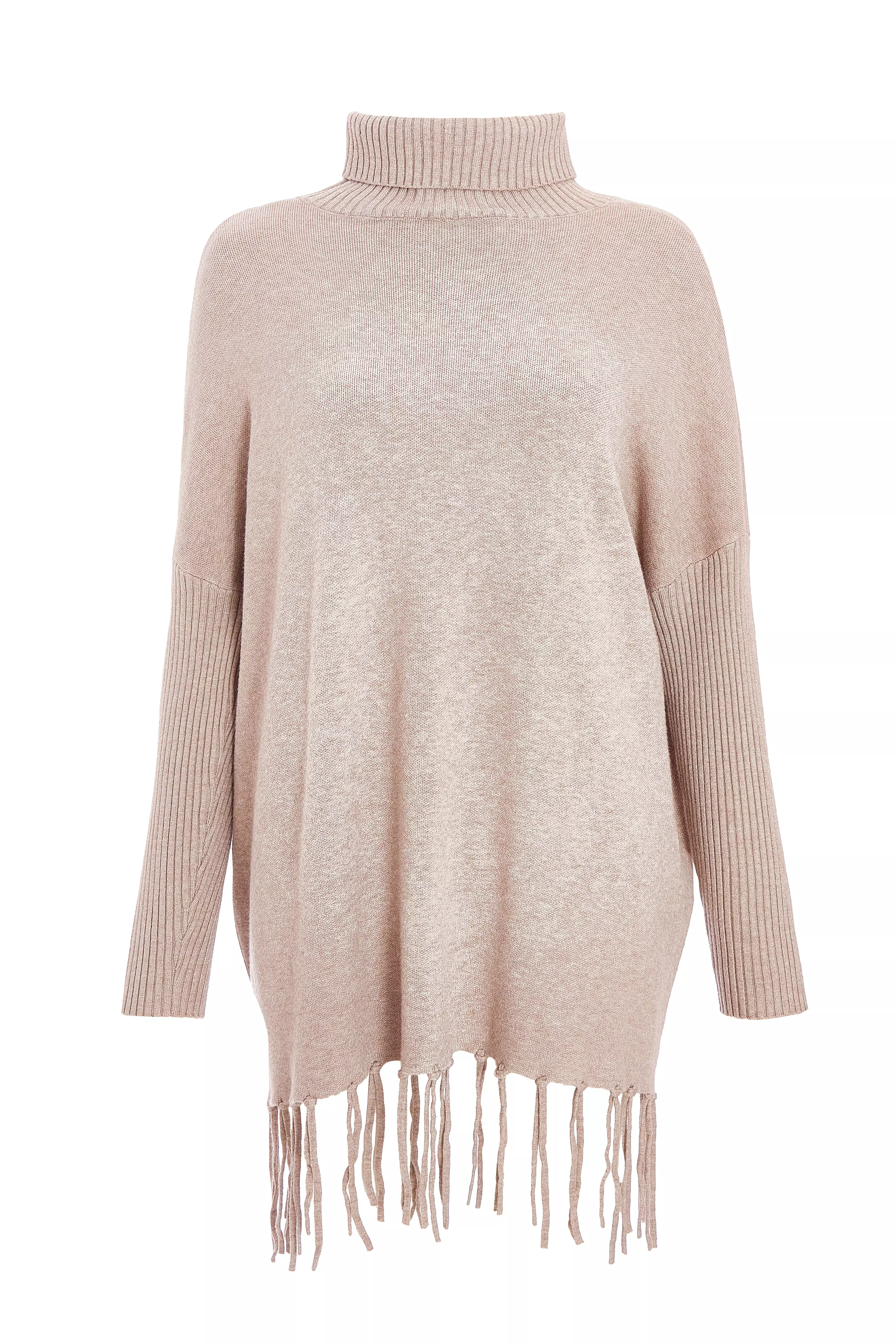 Mocha Knit Tassel Hem Jumper