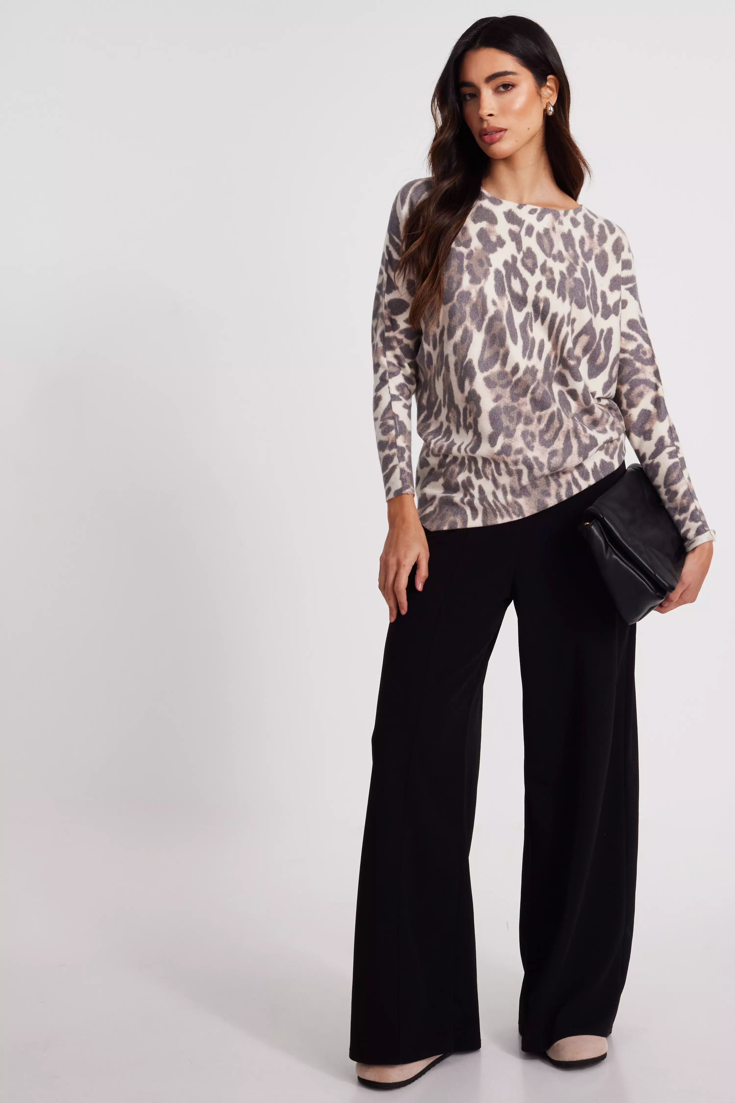 Beige Knit Leopard Print Jumper