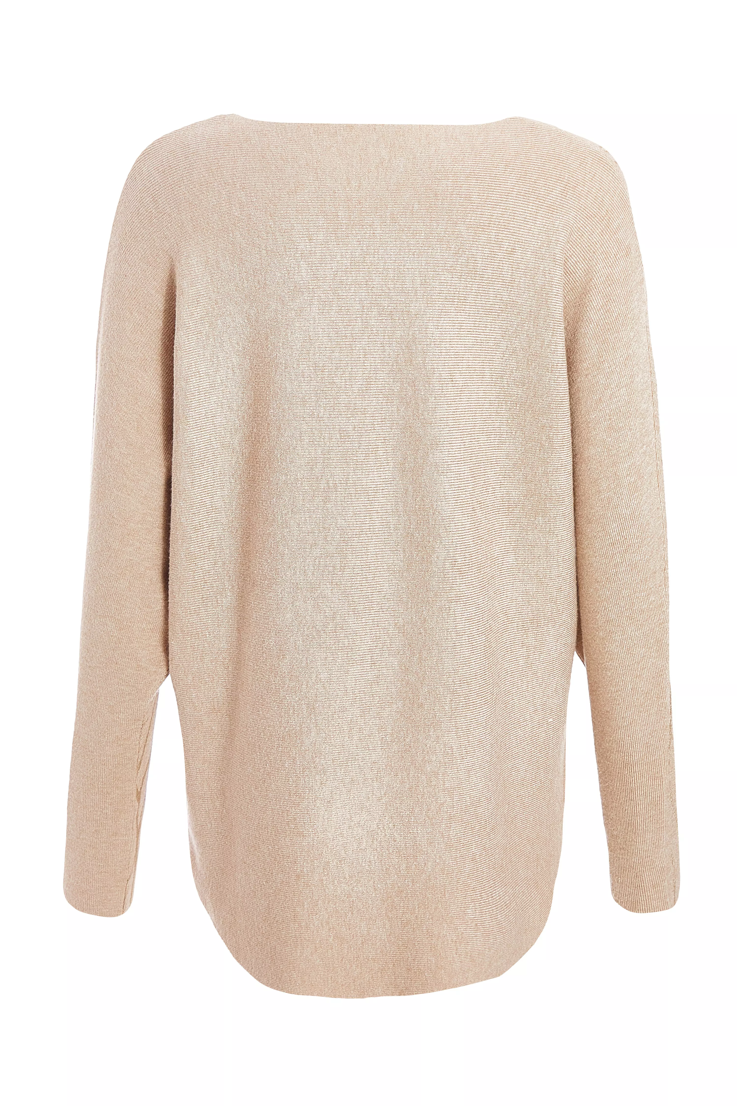 Beige Knit Foil Detail Jumper