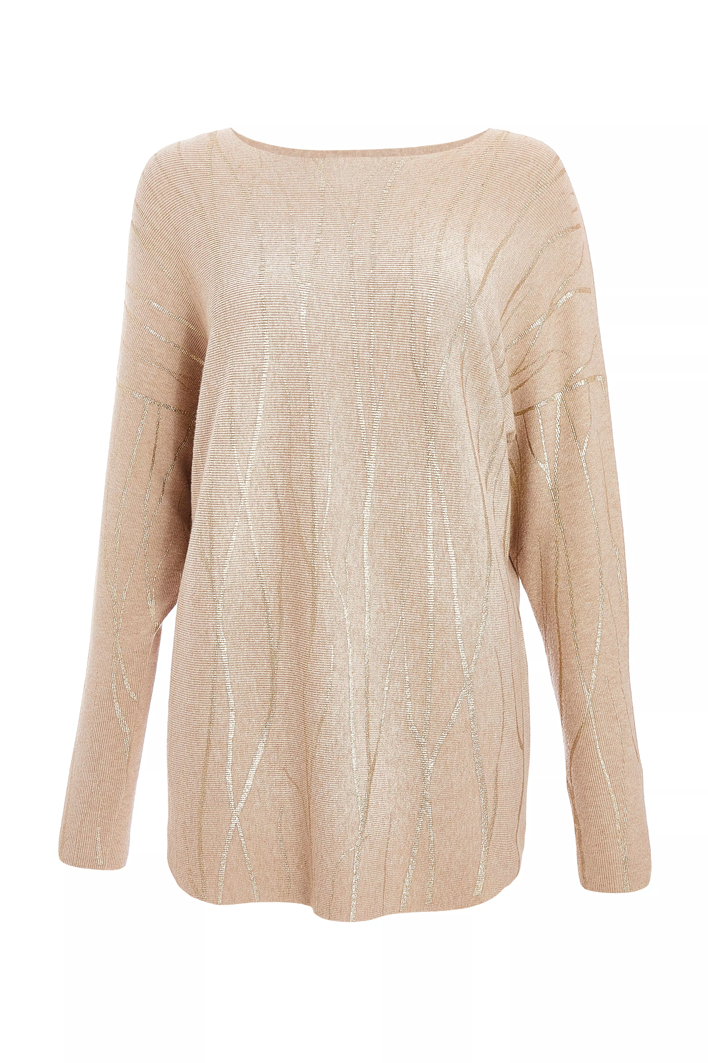 Beige Knit Foil Detail Jumper