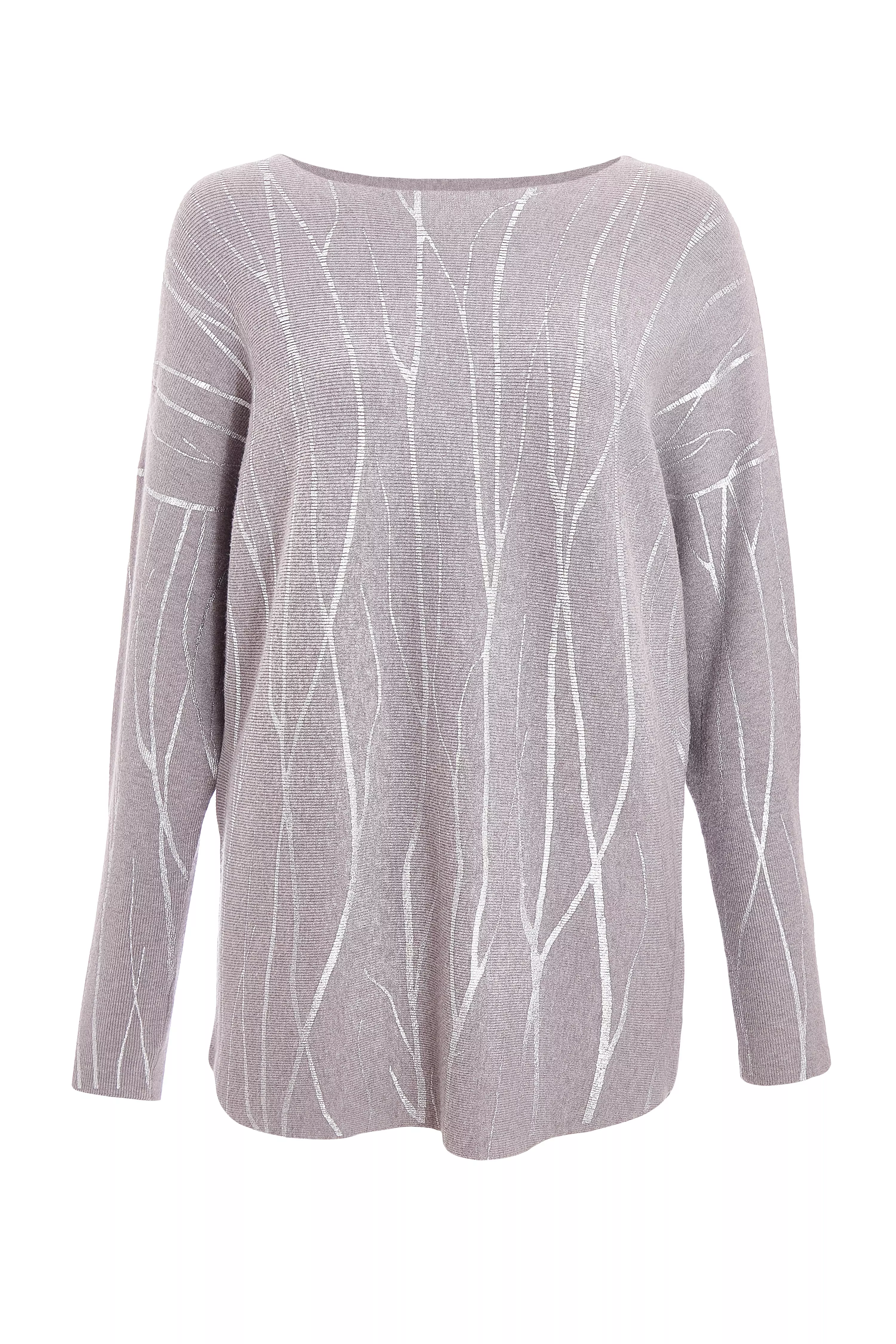 Grey Knit Foil Detail Jumper