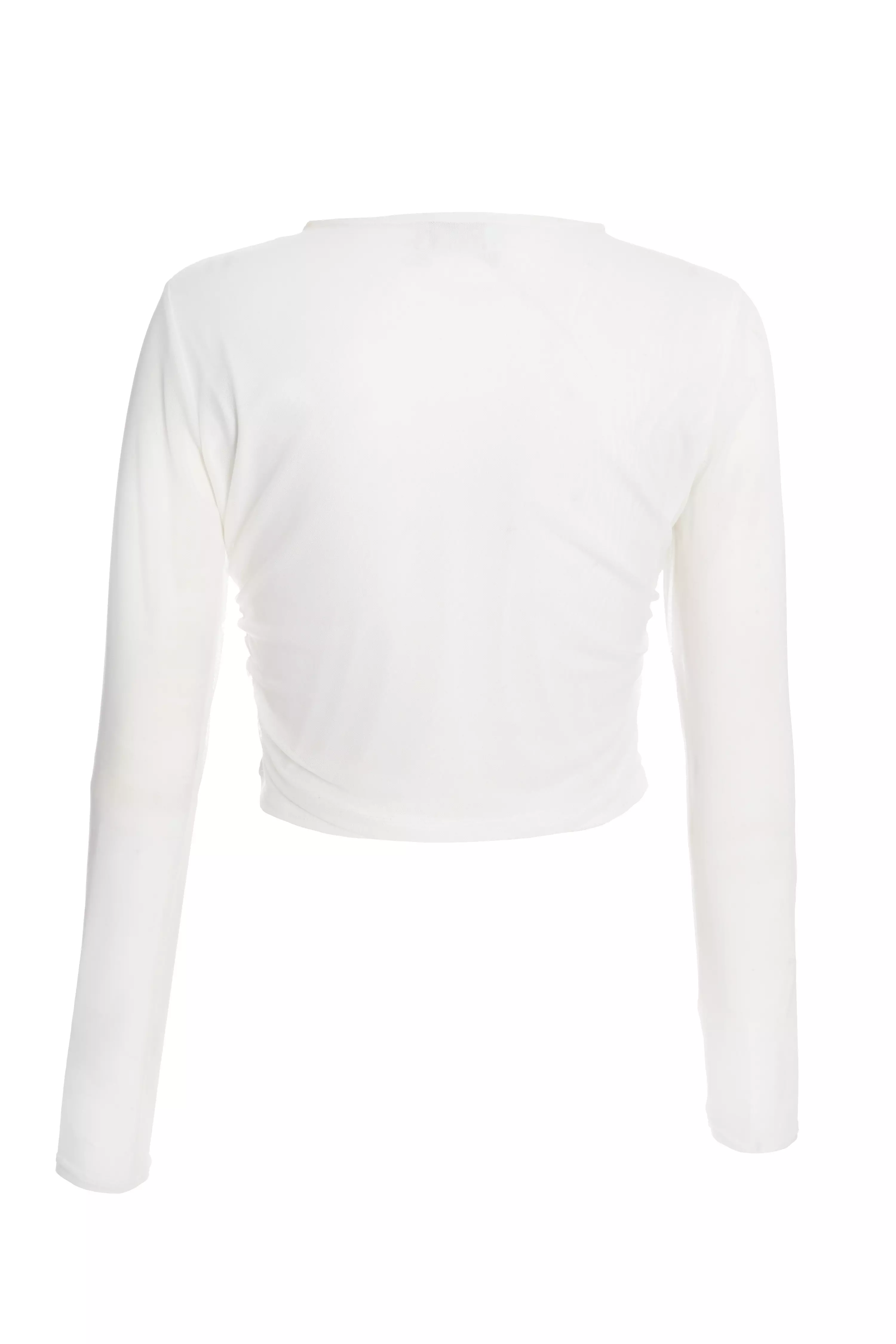 Cream Mesh Long Sleeve Top