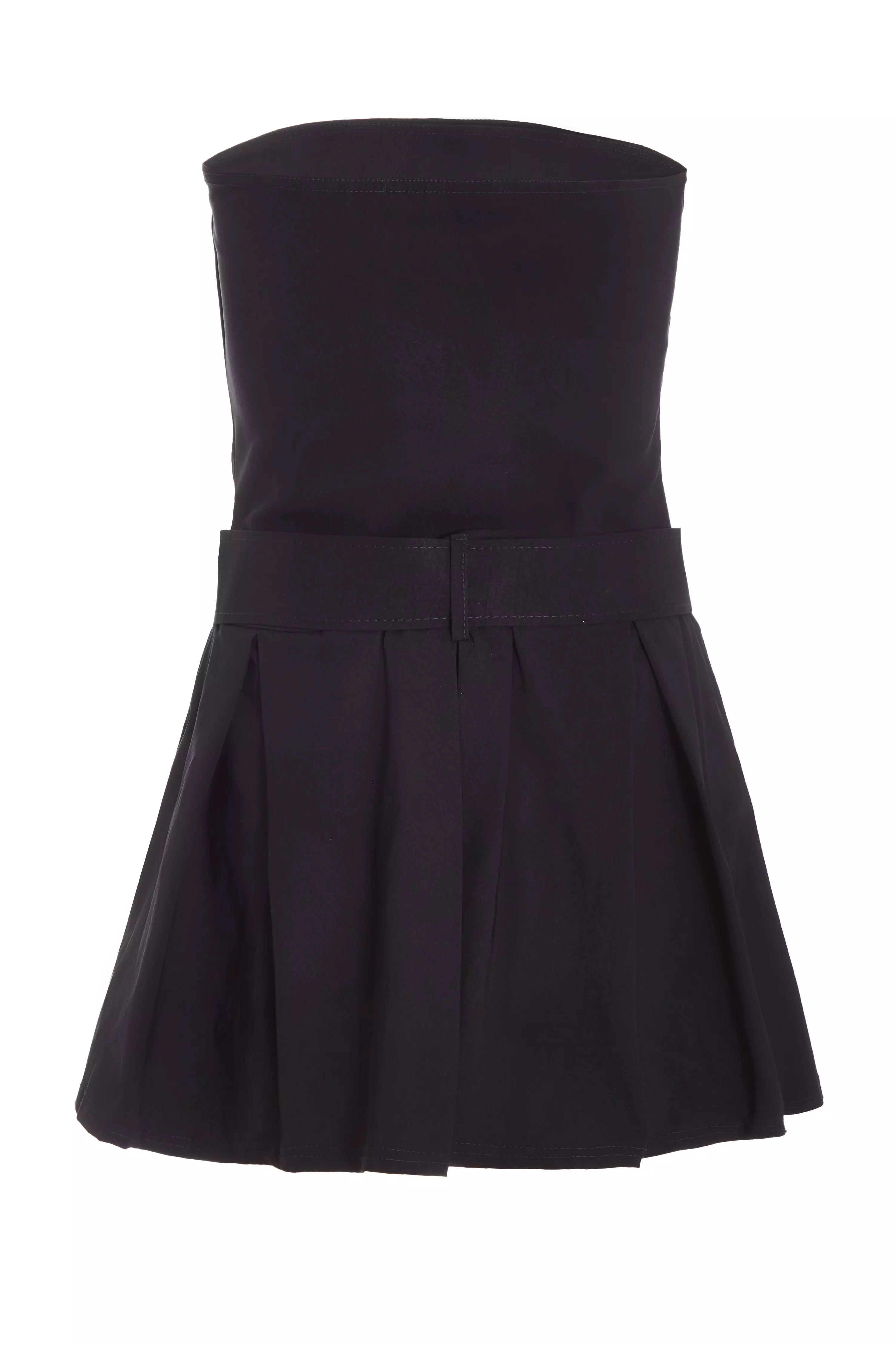 Black Bandeau Pleated Playsuit