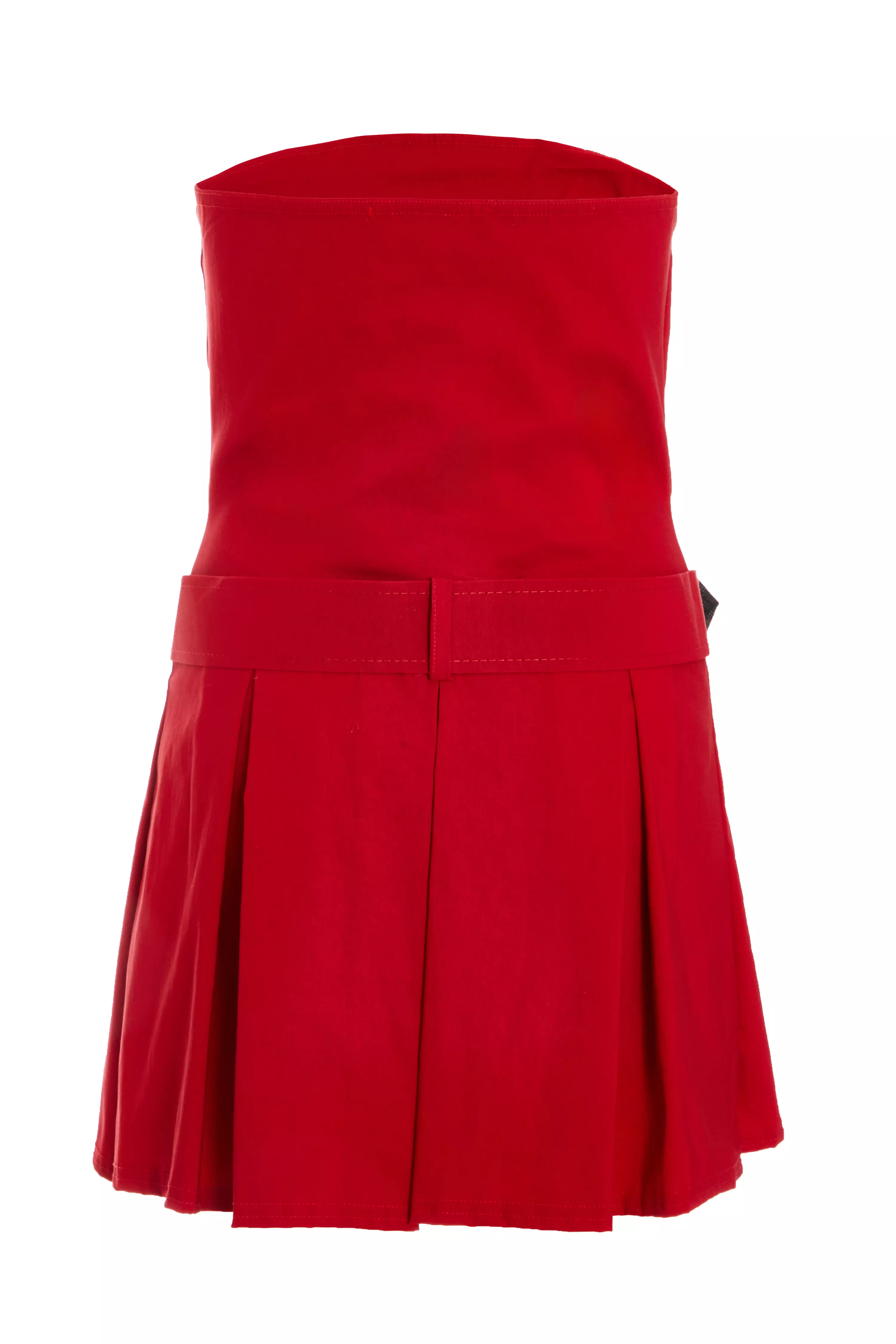 Red Bandeau Belted Playsuit