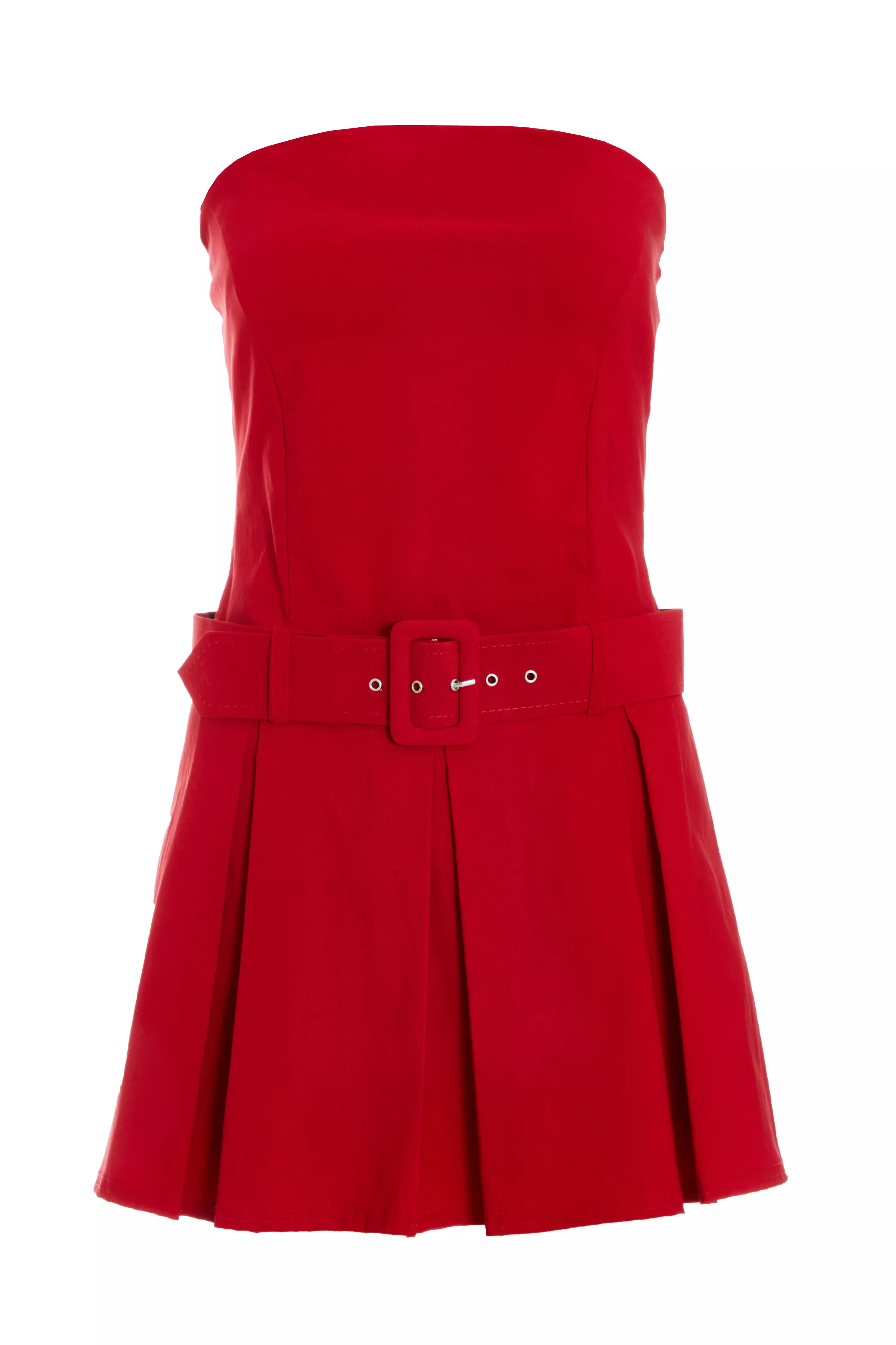 Red Bandeau Belted Playsuit