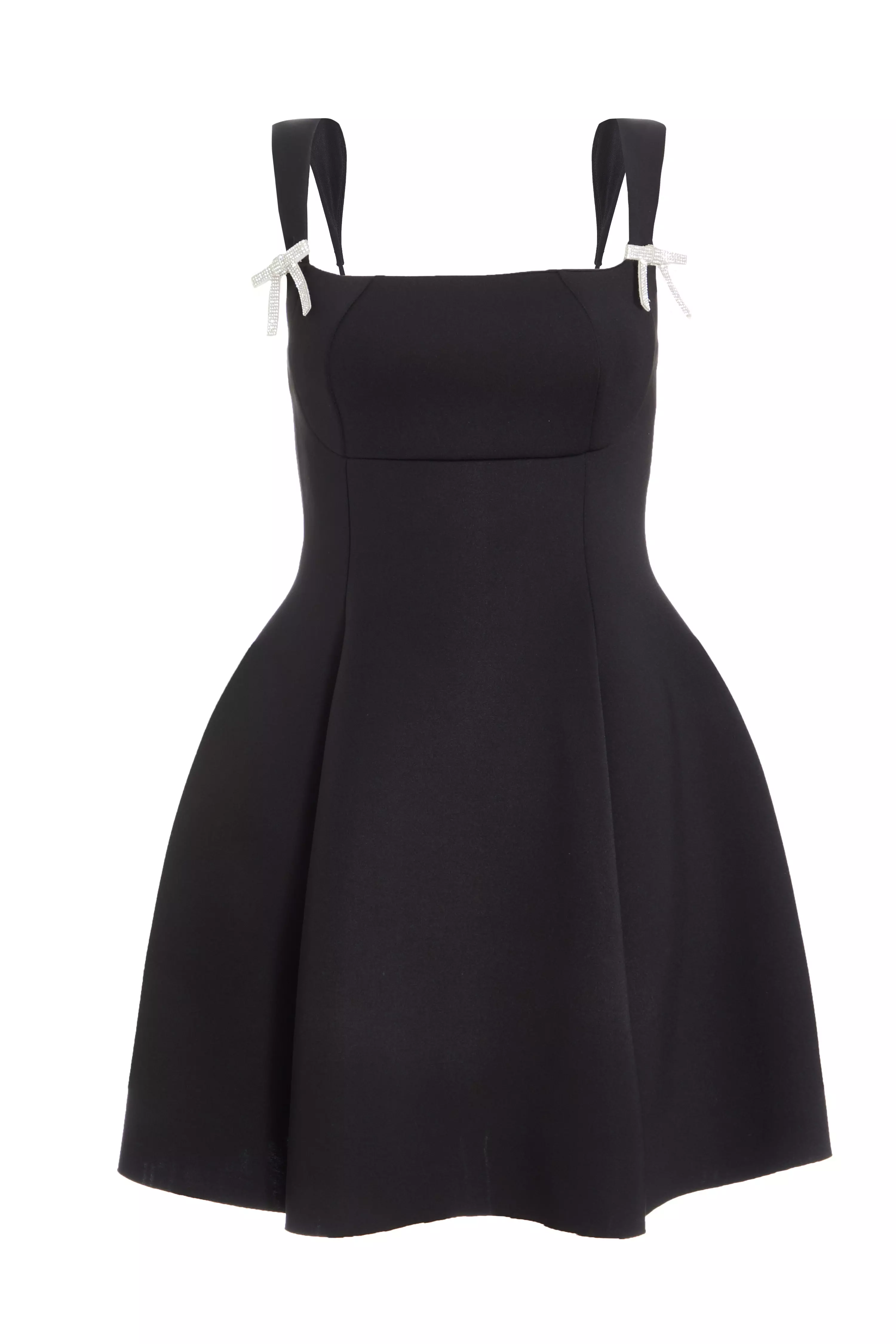 Black Bow Detail Mini Dress