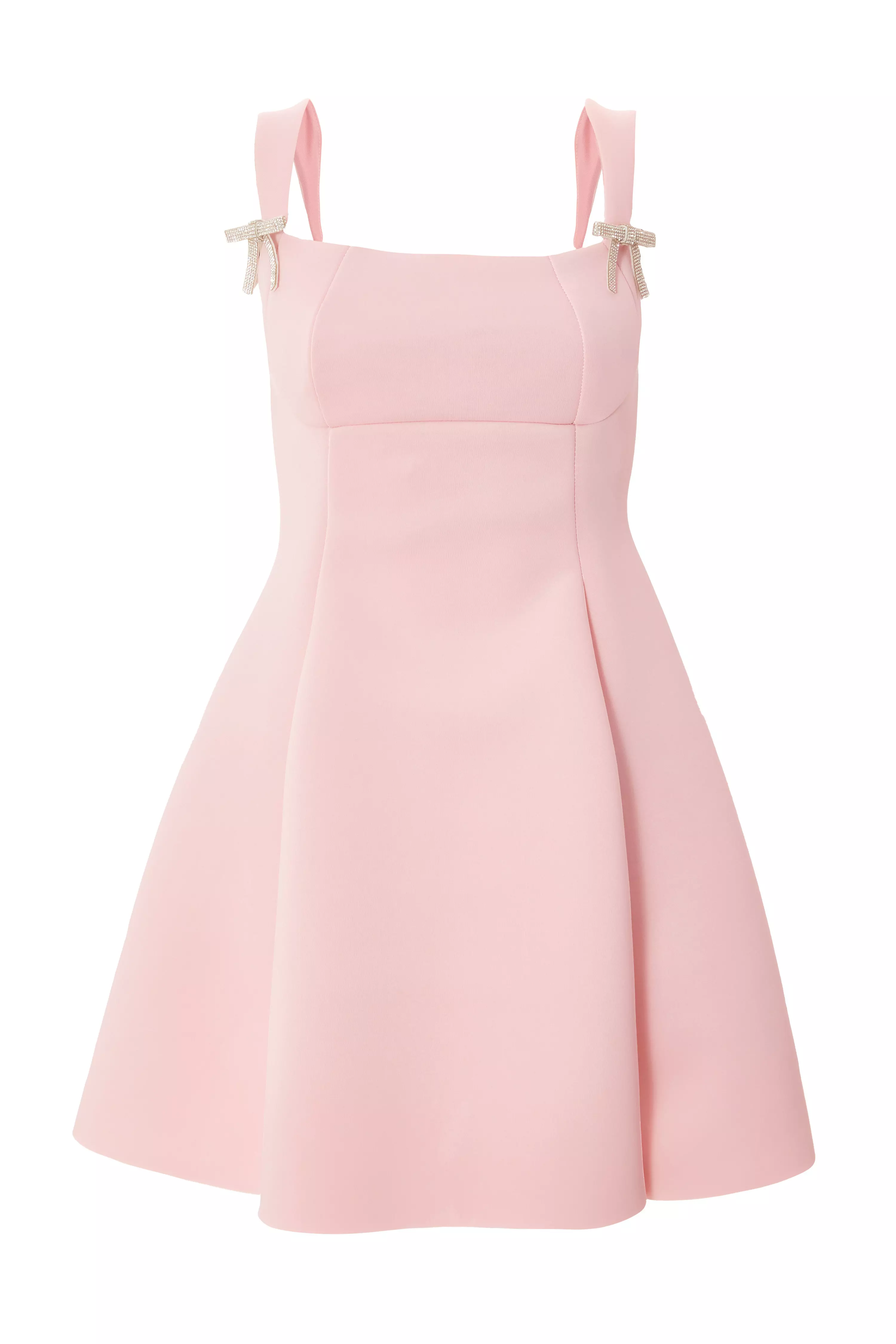 Pale Pink Bow Detail Mini Dress