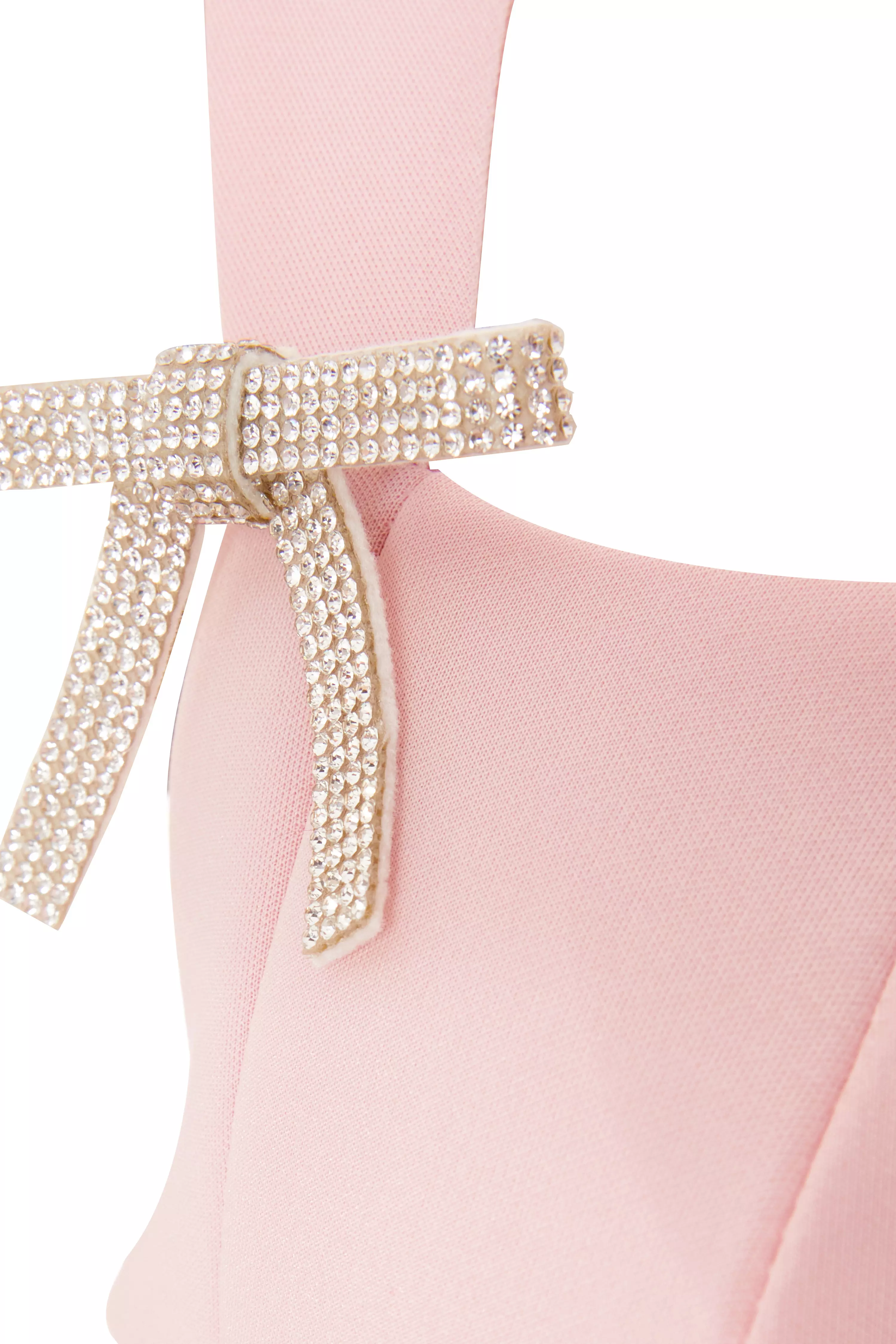 Pale Pink Bow Detail Mini Dress