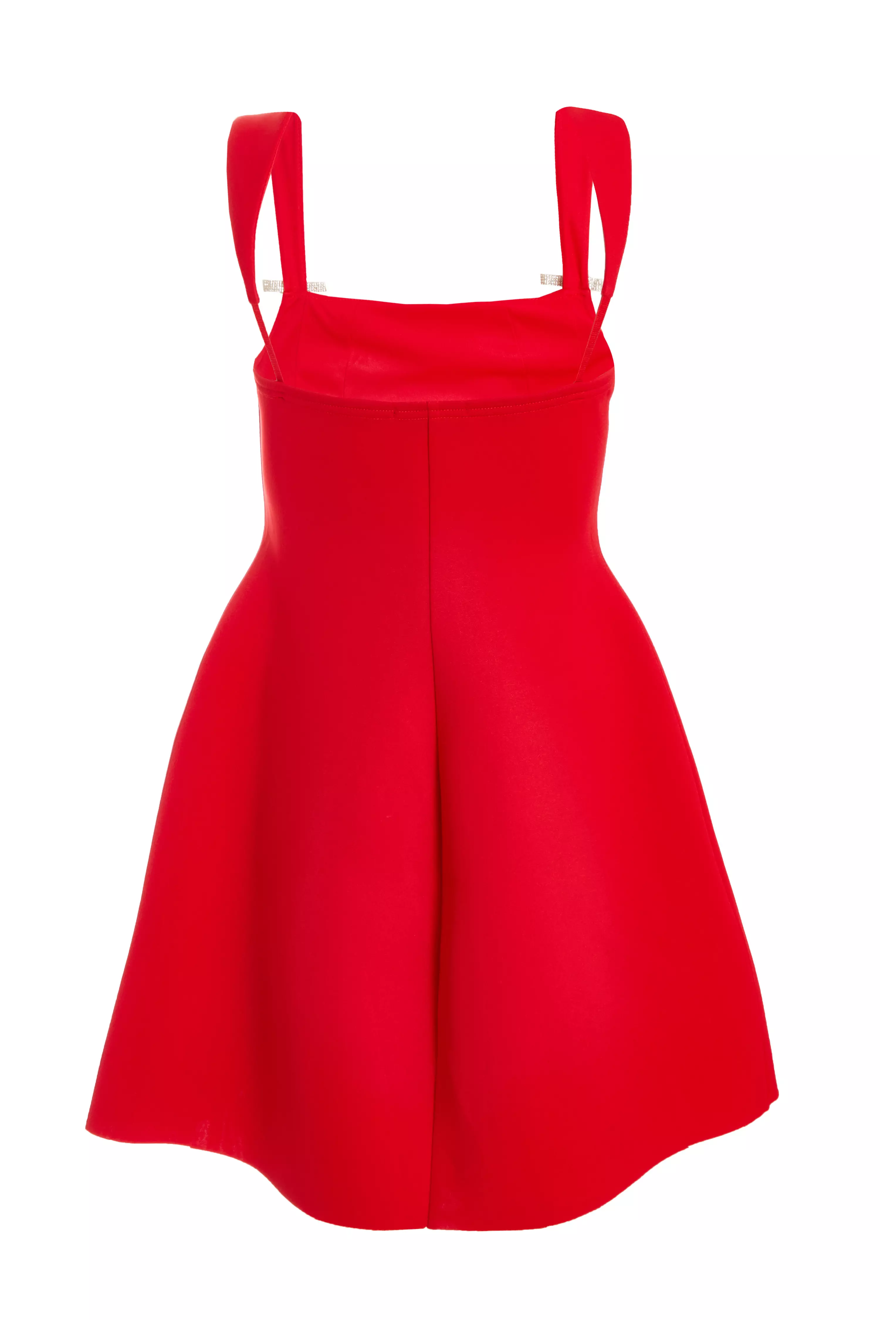 Red A-Line Bow Detail Mini Dress