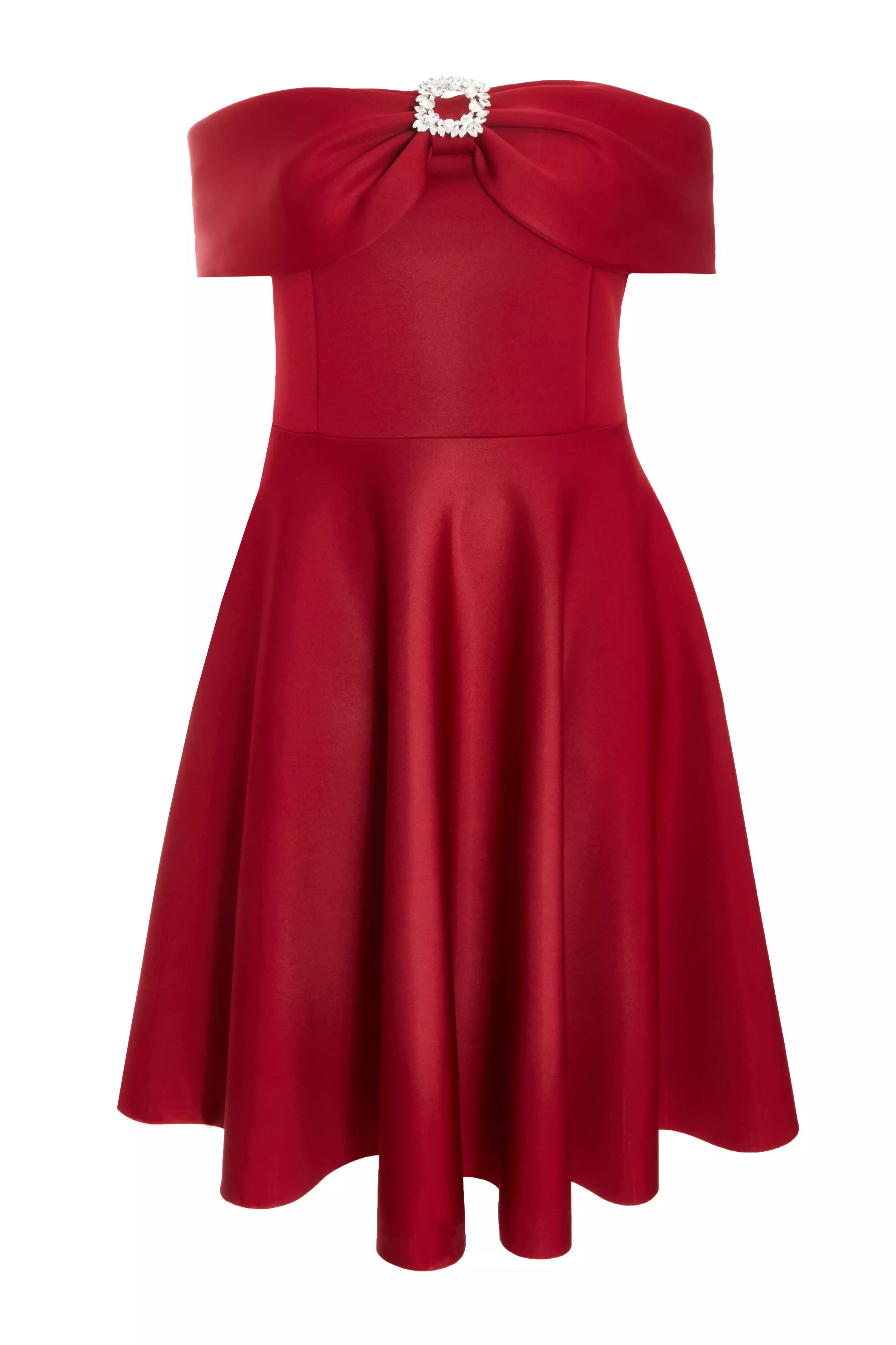 Curve Dark Red Skater Midi Dress