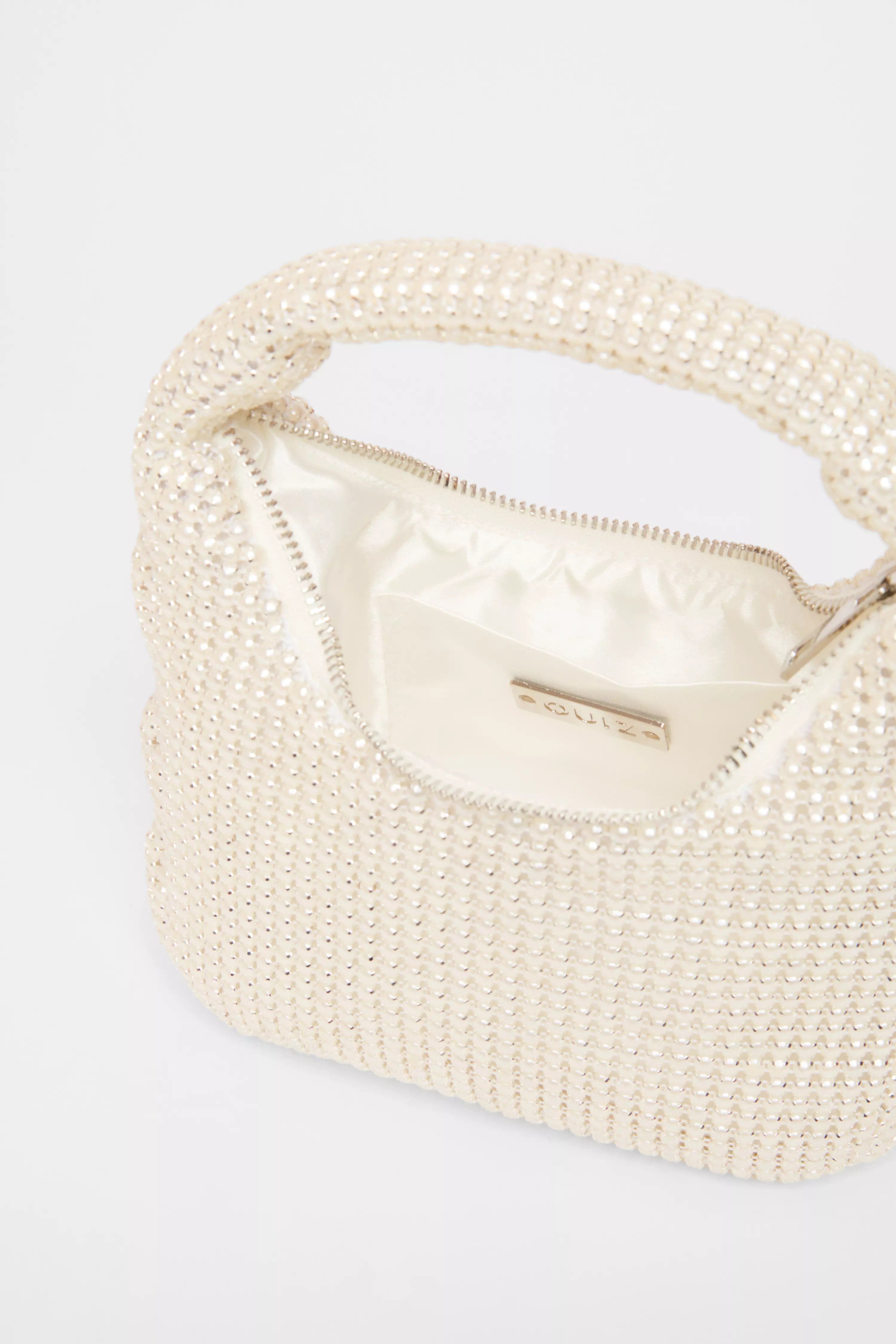 White Mini Pearl Pouch Bag