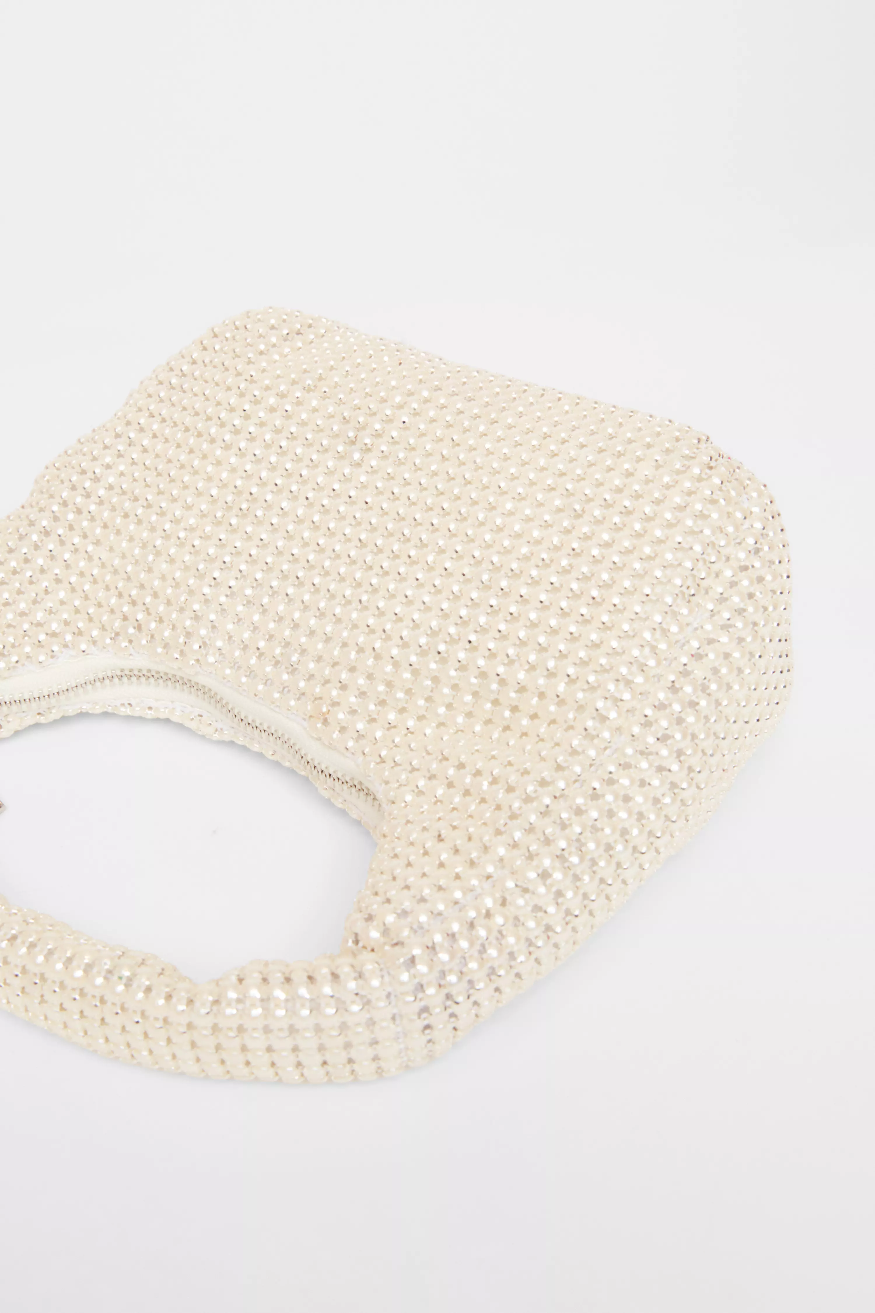 White Mini Pearl Pouch Bag