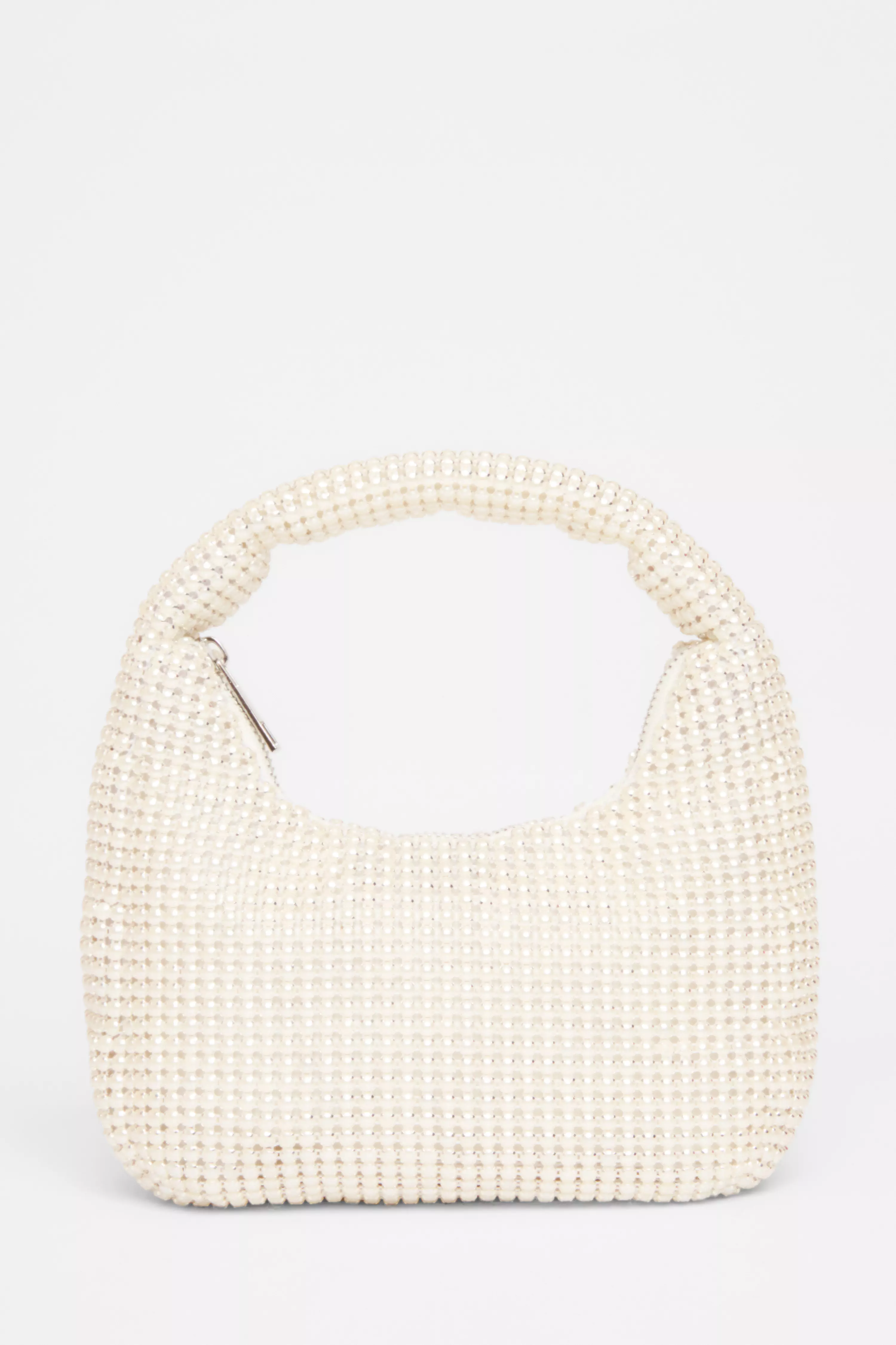 White Mini Pearl Pouch Bag