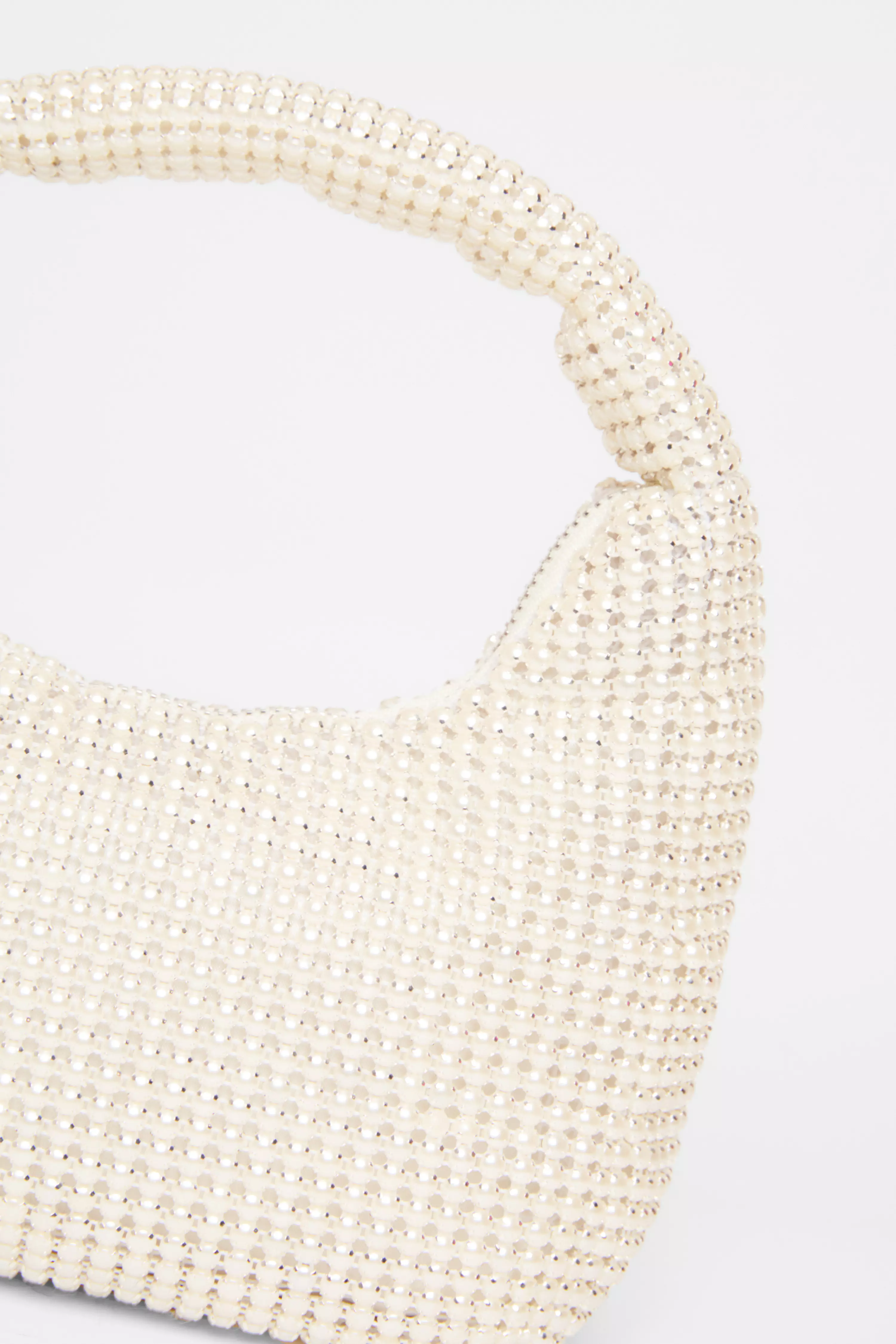 White Mini Pearl Pouch Bag