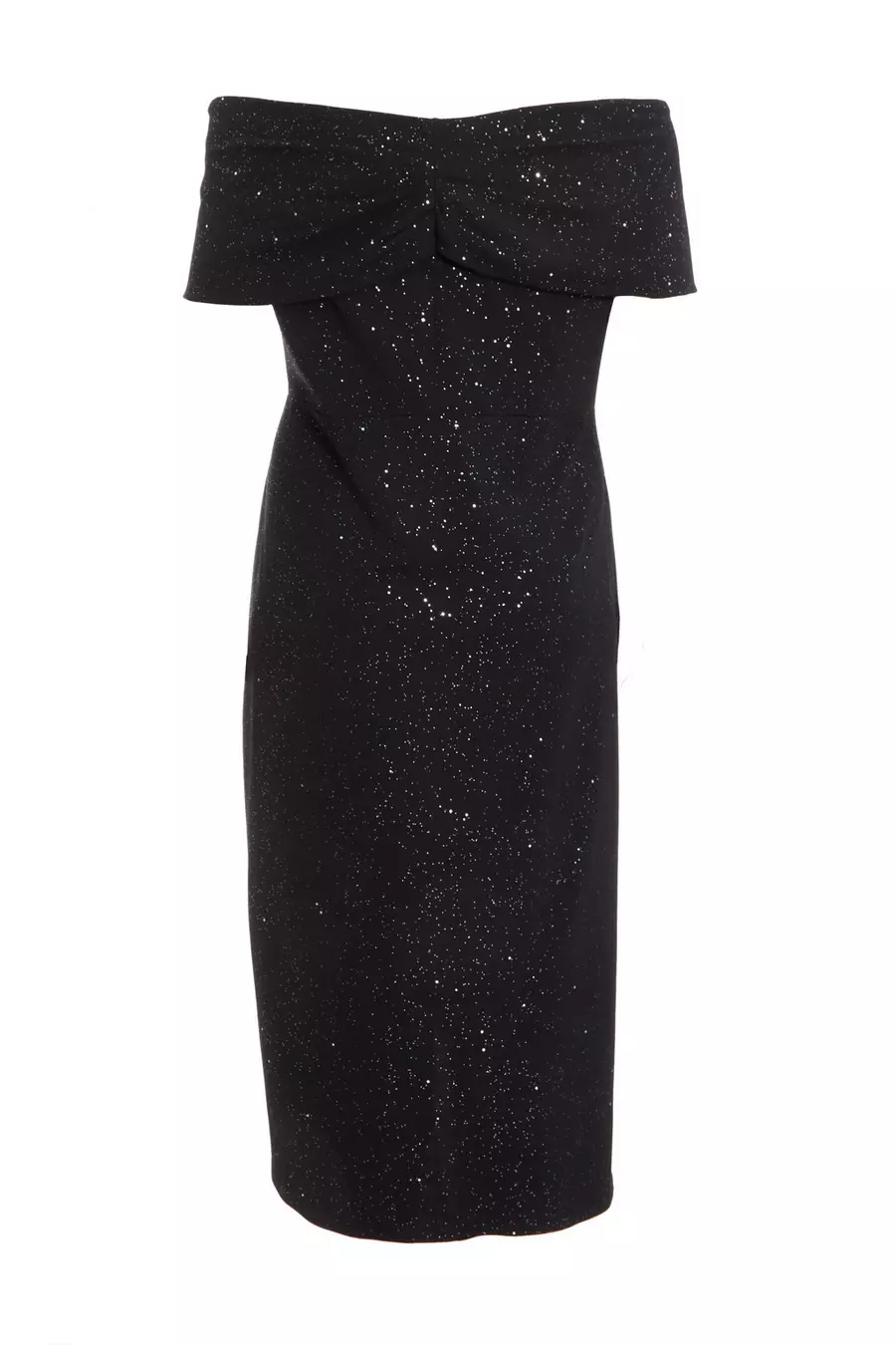 Black glitter bardot dress hotsell