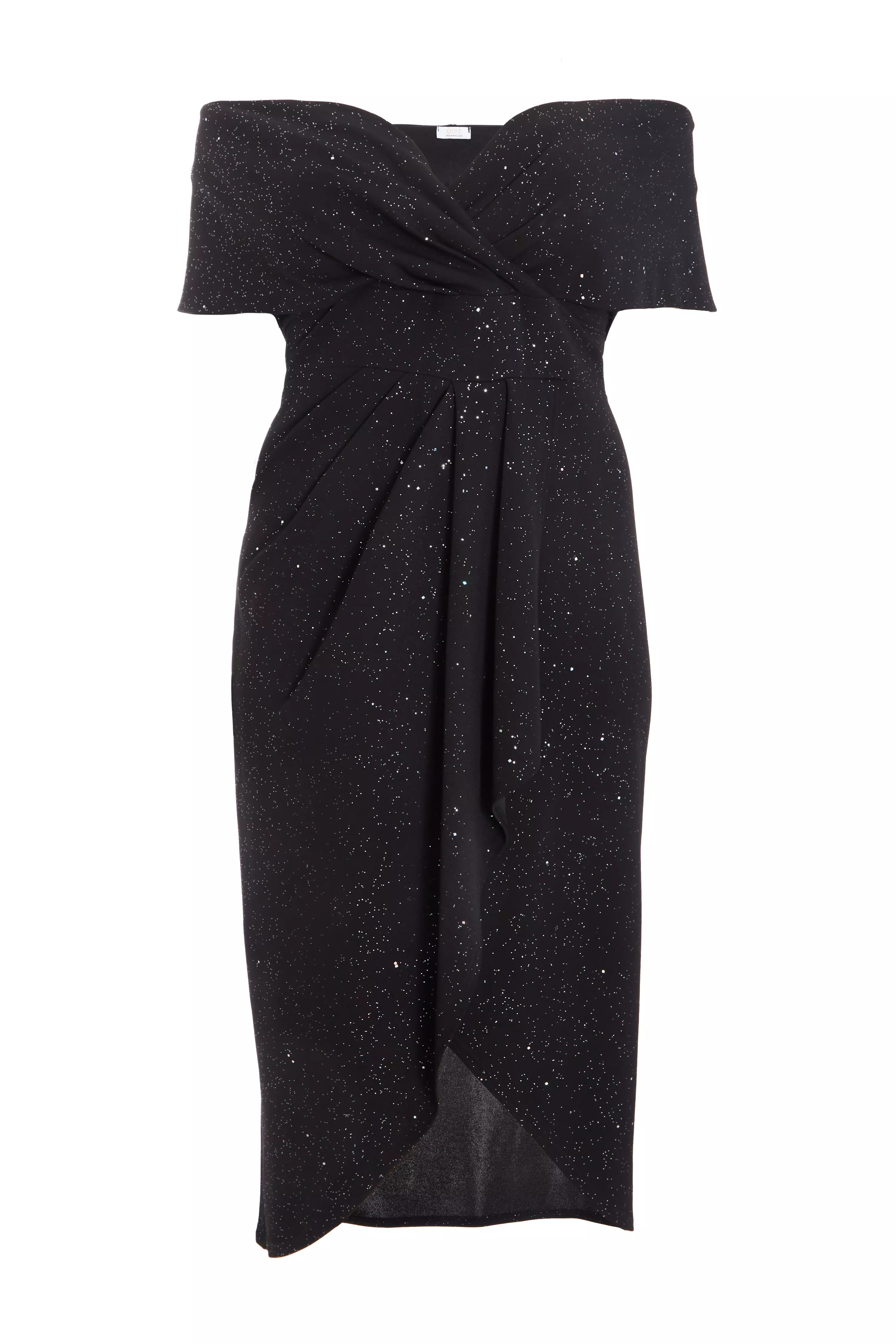 Curve Black Glitter Bardot Midi Dress