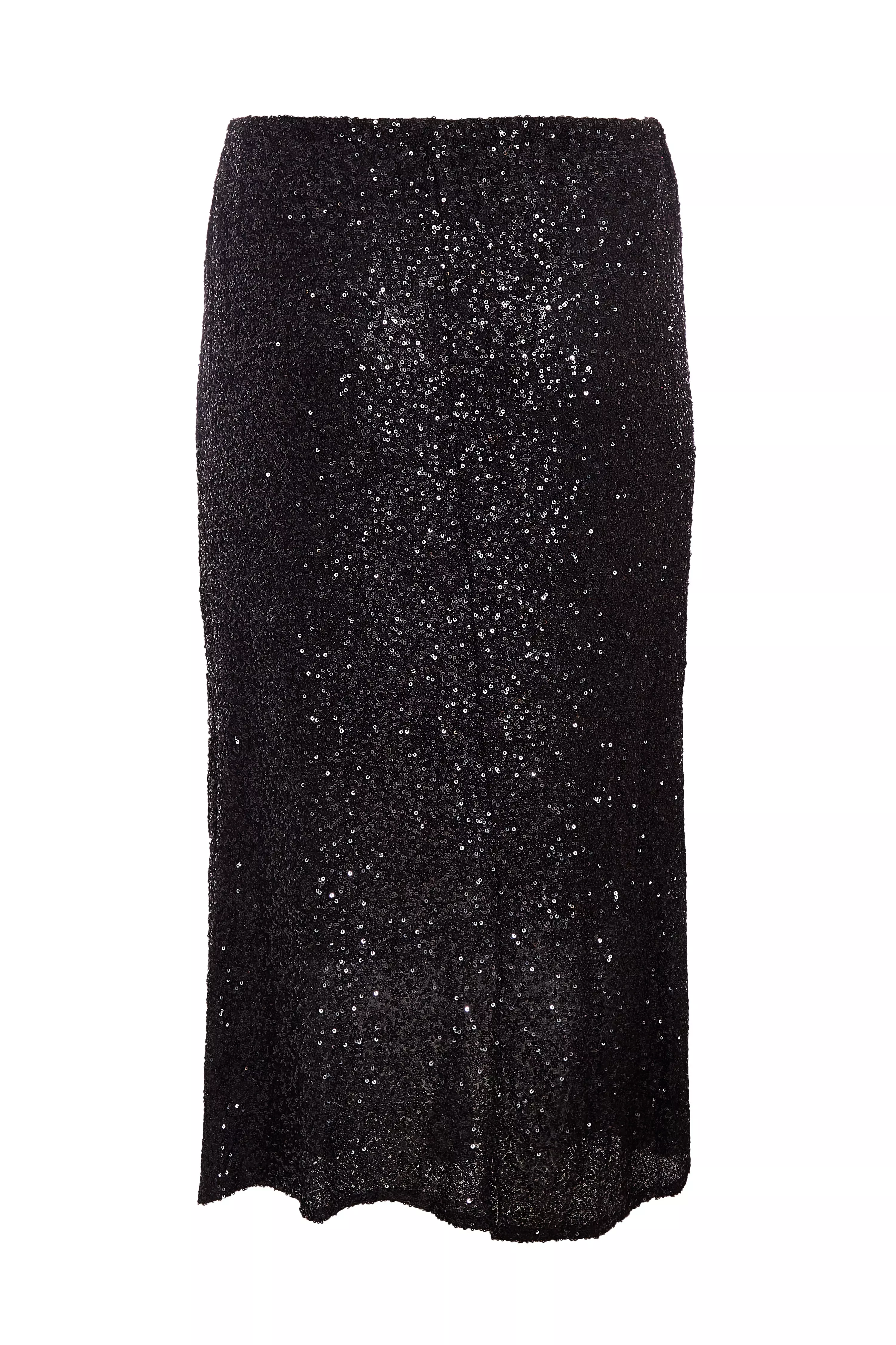 Curve Black Sequin Midaxi Skirt 