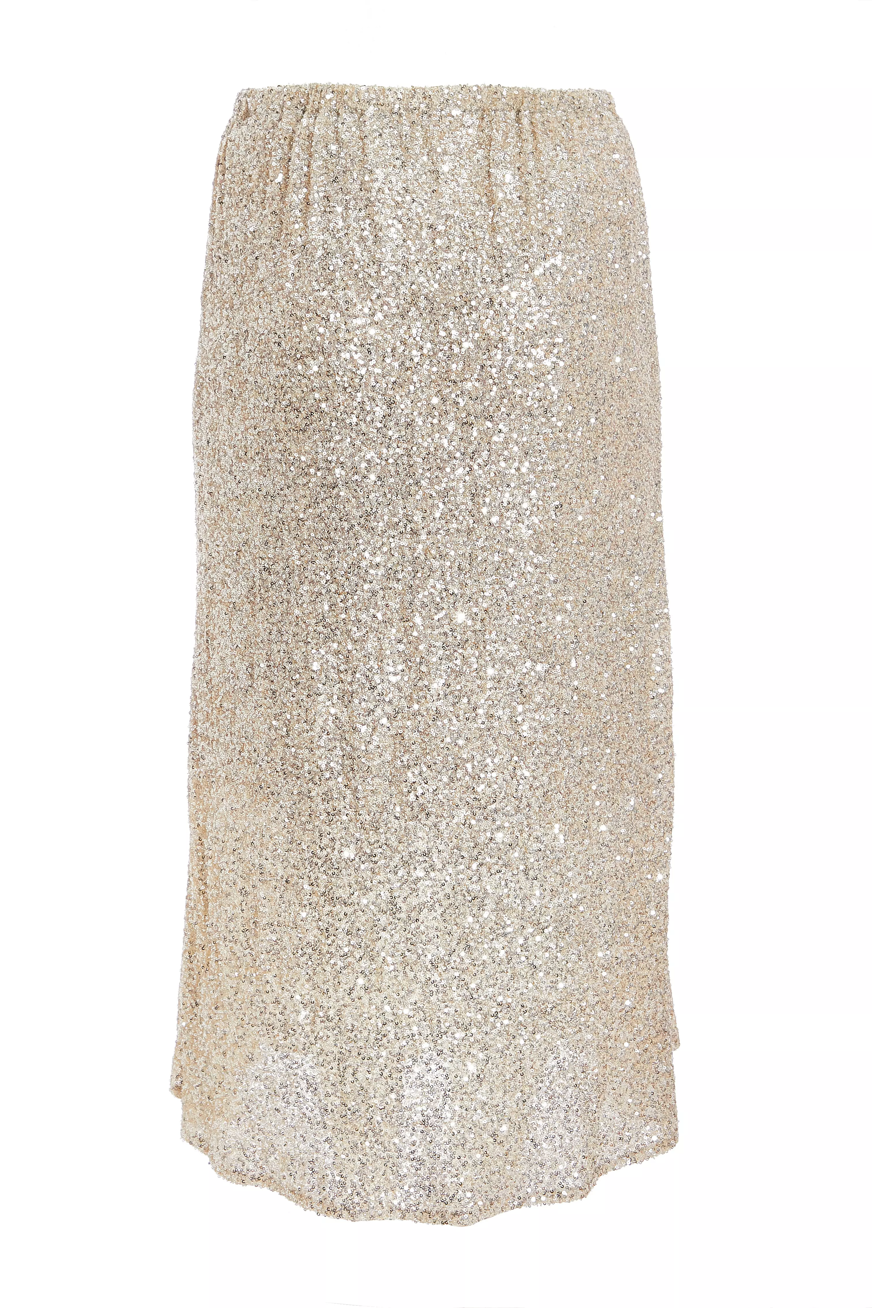 Curve Champagne Sequin Maxi Skirt