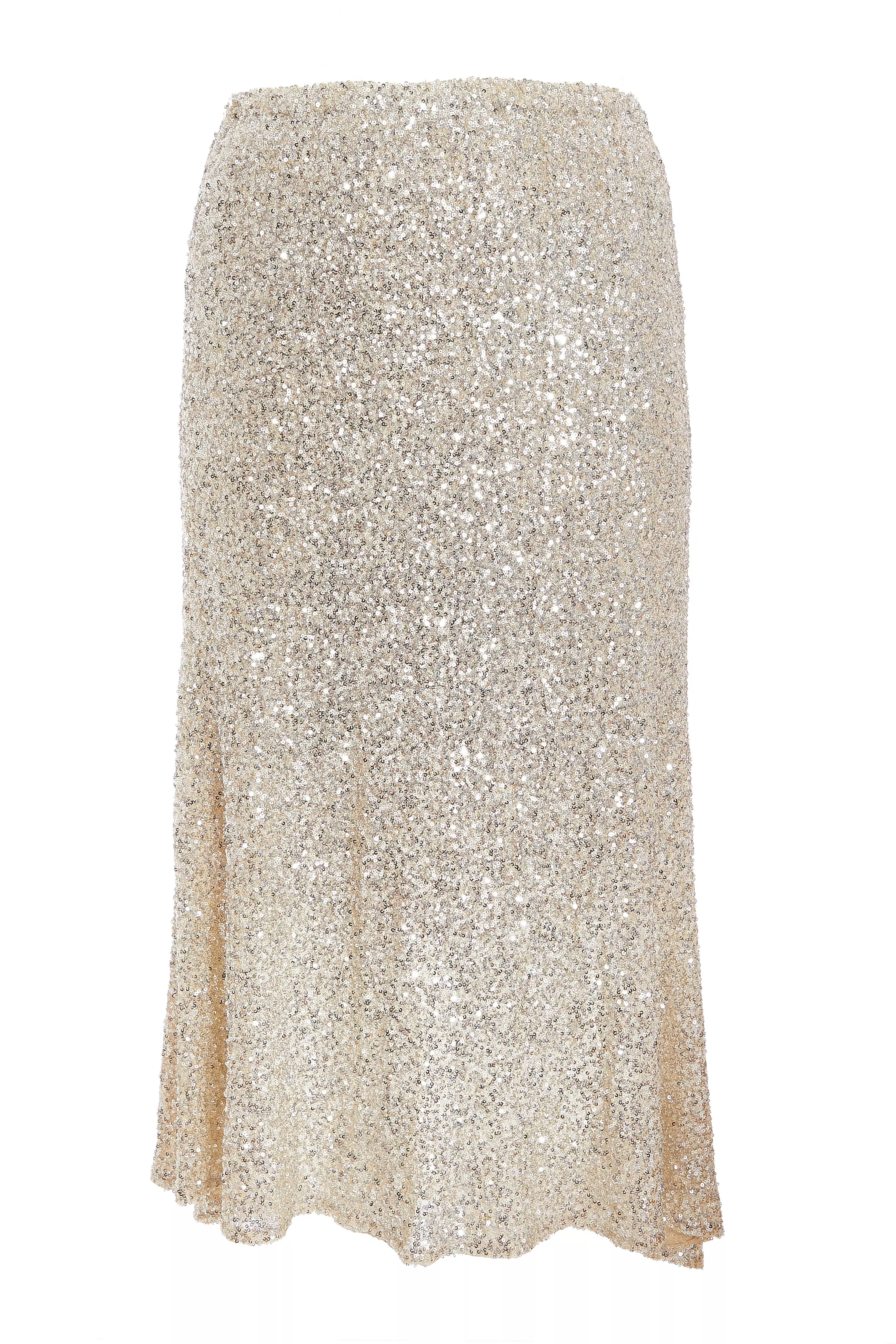 Curve Champagne Sequin Maxi Skirt