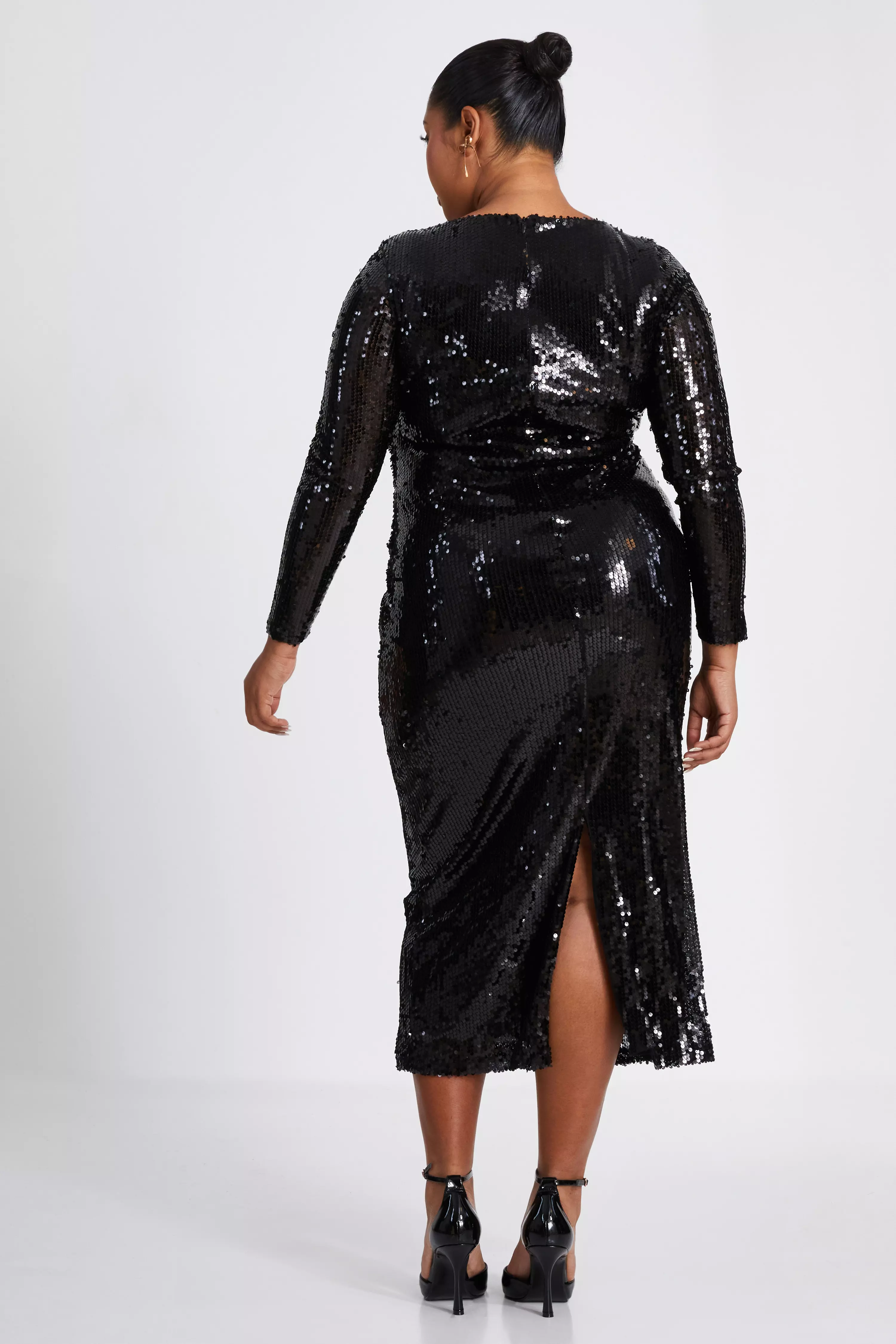 Curve Black Sequin Midaxi Dress 