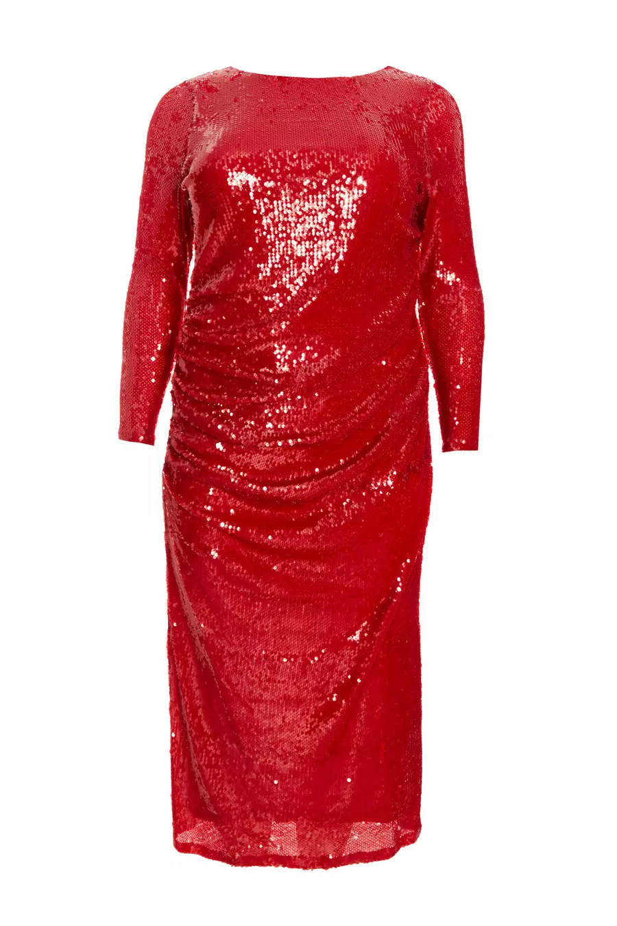 Quiz curve red dress hotsell