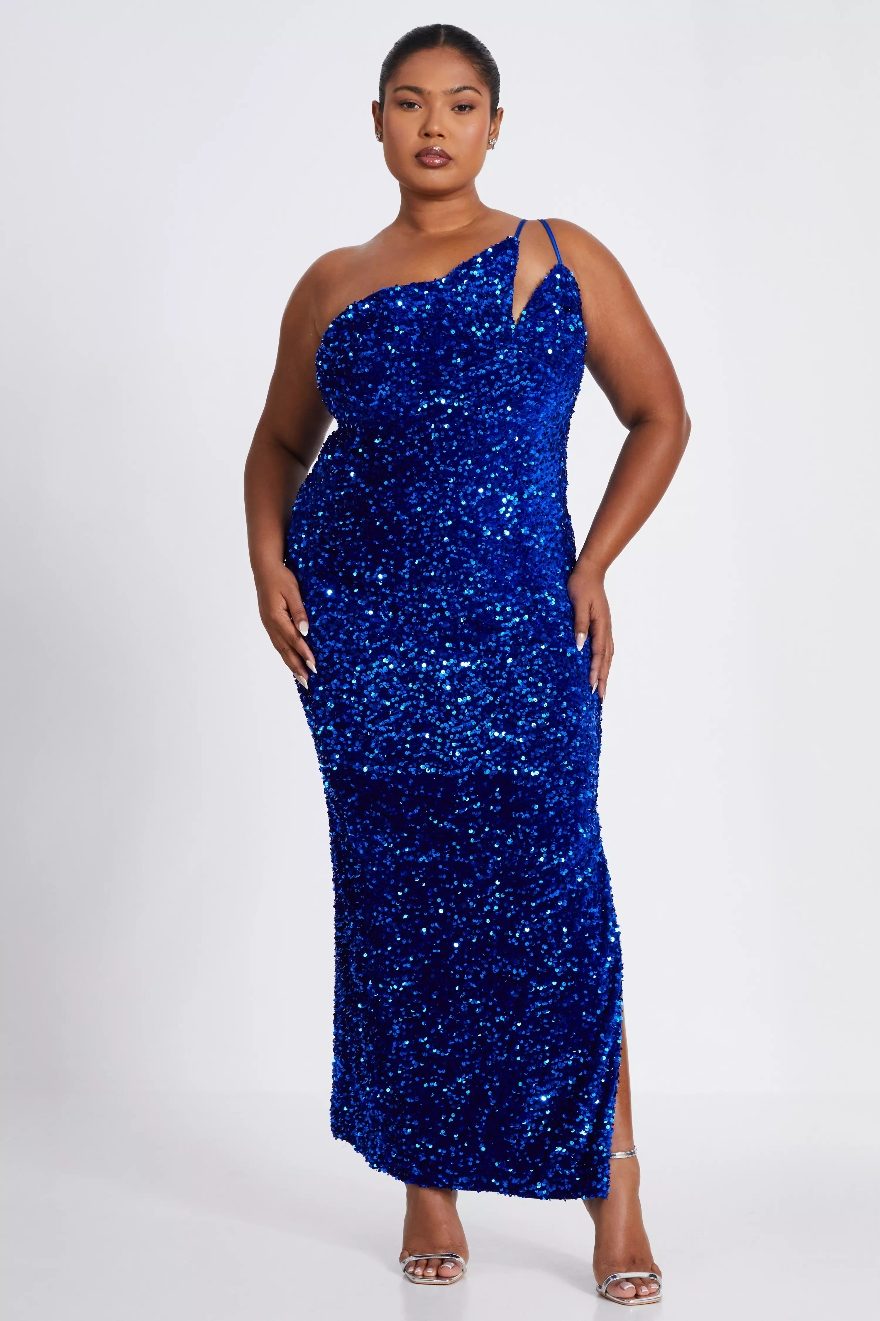 Curve Royal Blue Sequin Maxi Dress