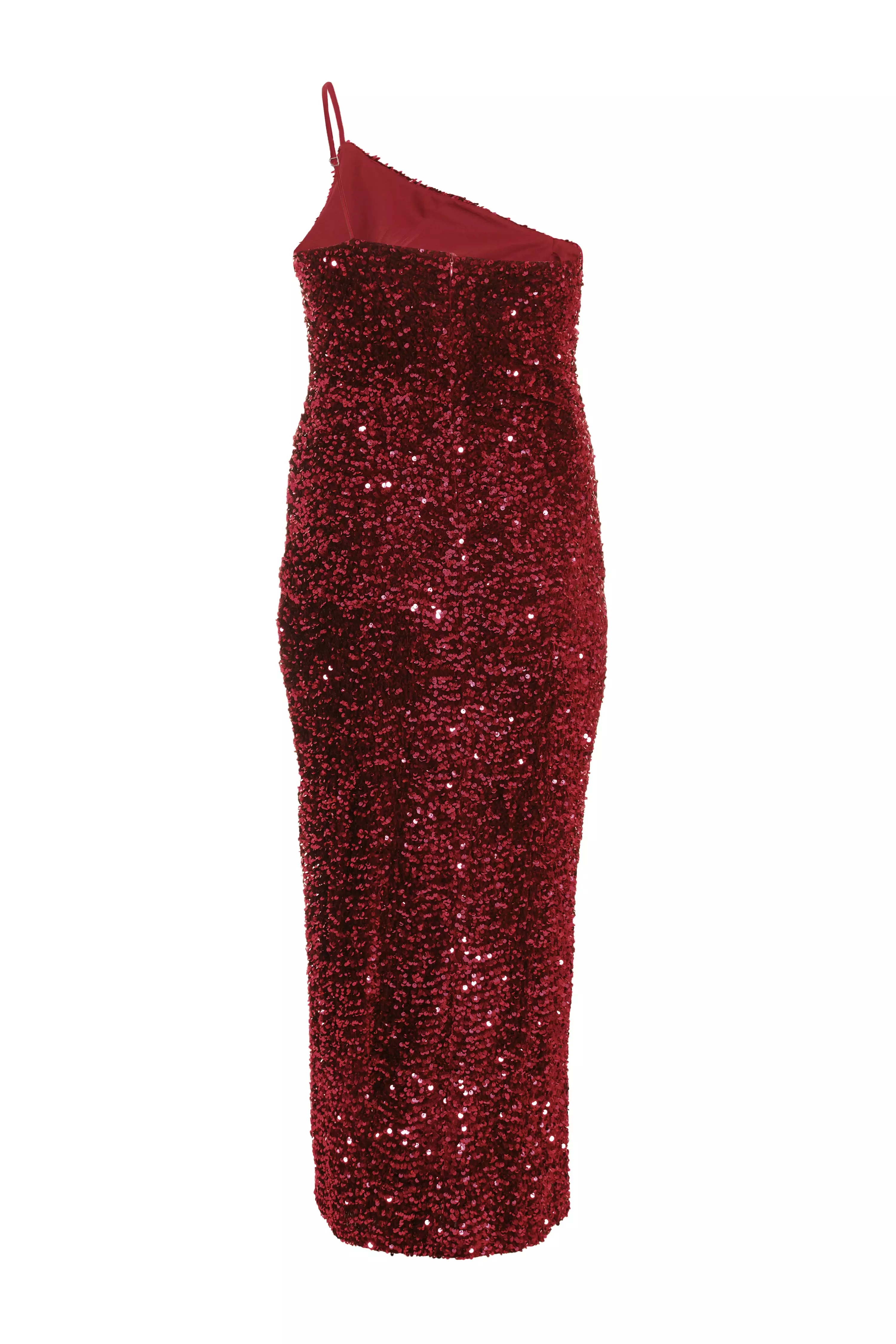 Curve Dark Red Sequin Maxi Dress