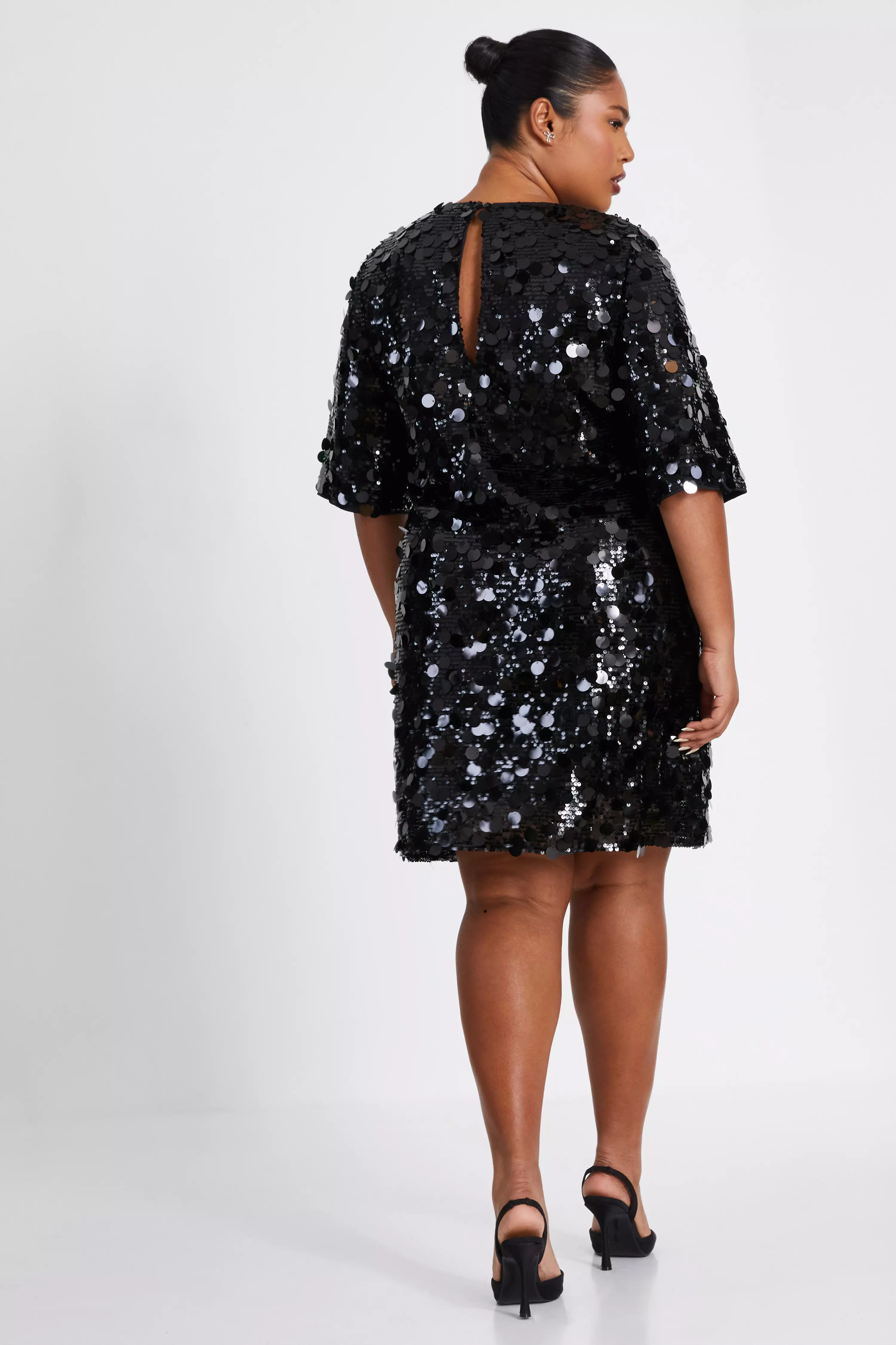 Curve Black Sequin Boxy Tunic Dress