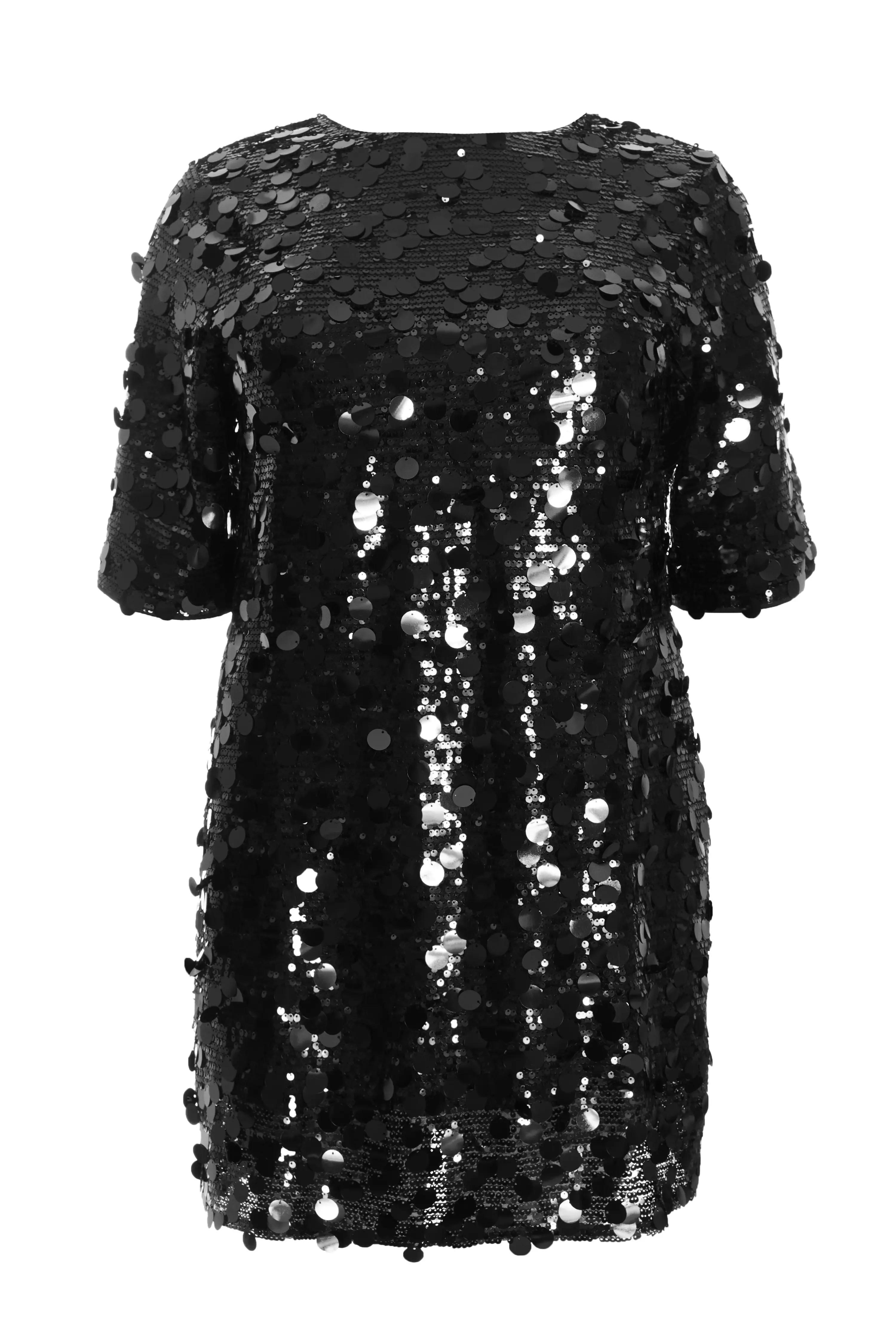 Curve Black Sequin Boxy Tunic Dress