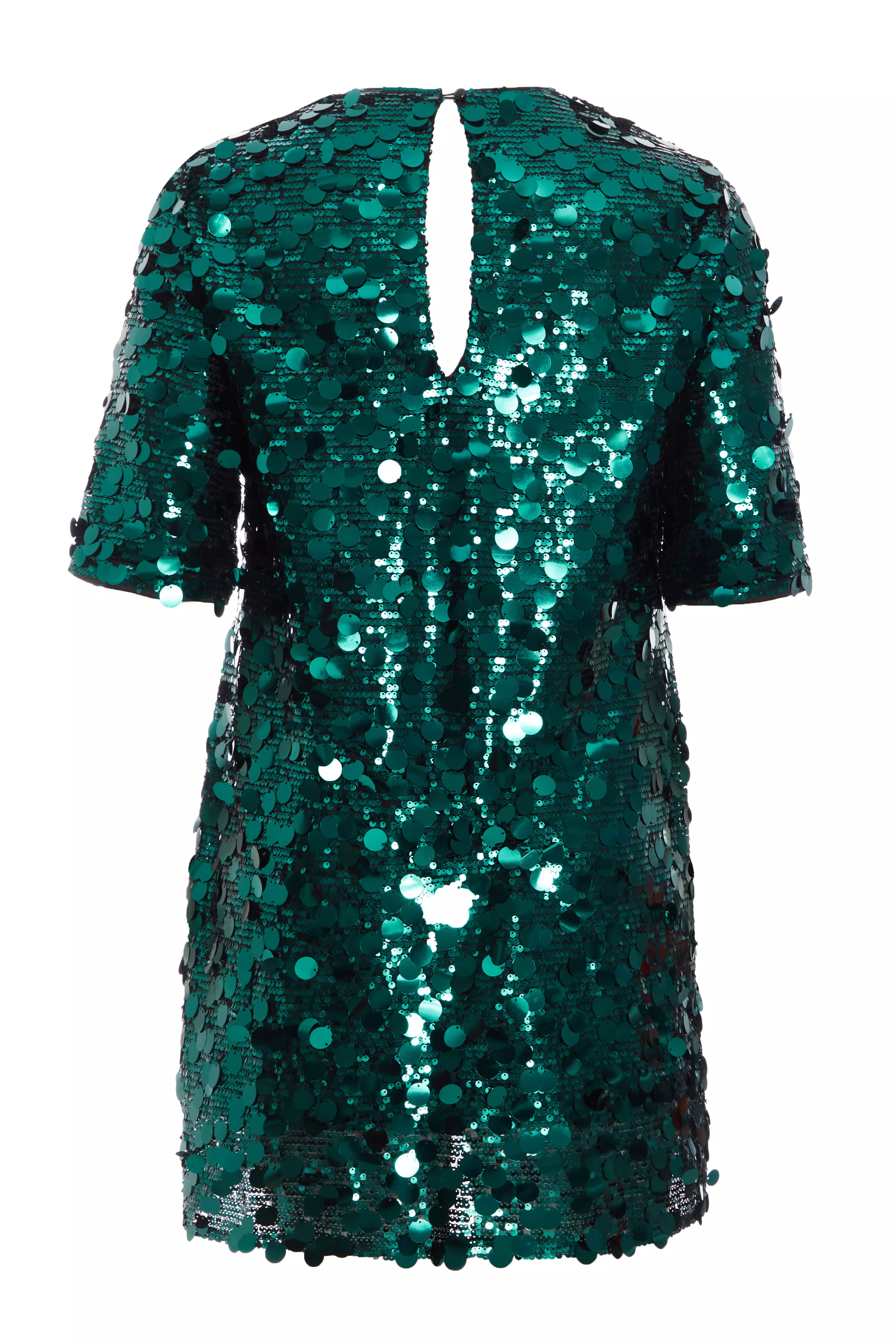 Curve Bottle Green Sequin Boxy Tunic Dress