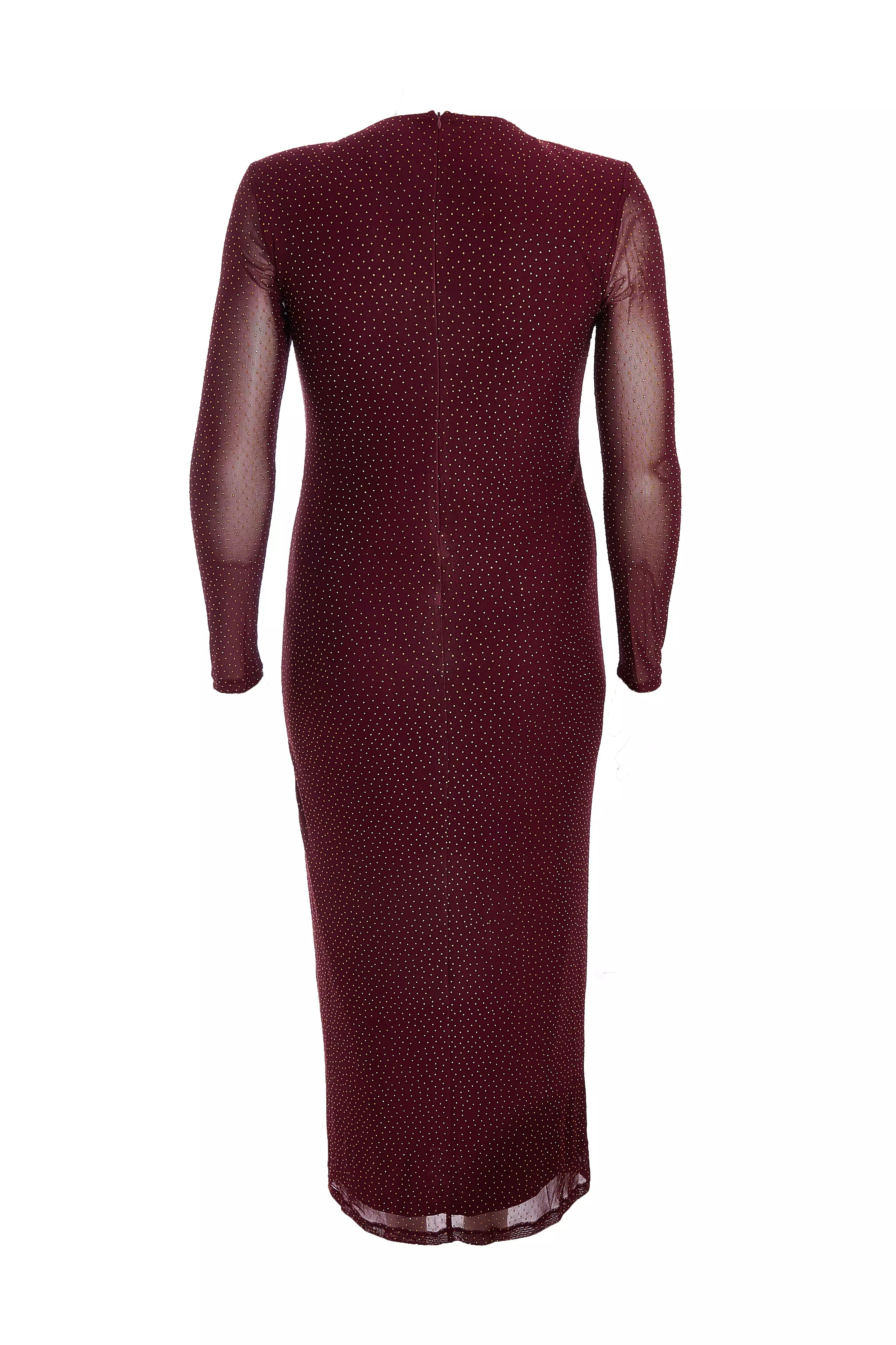 Curve Dark Red Mesh Midaxi Dress 