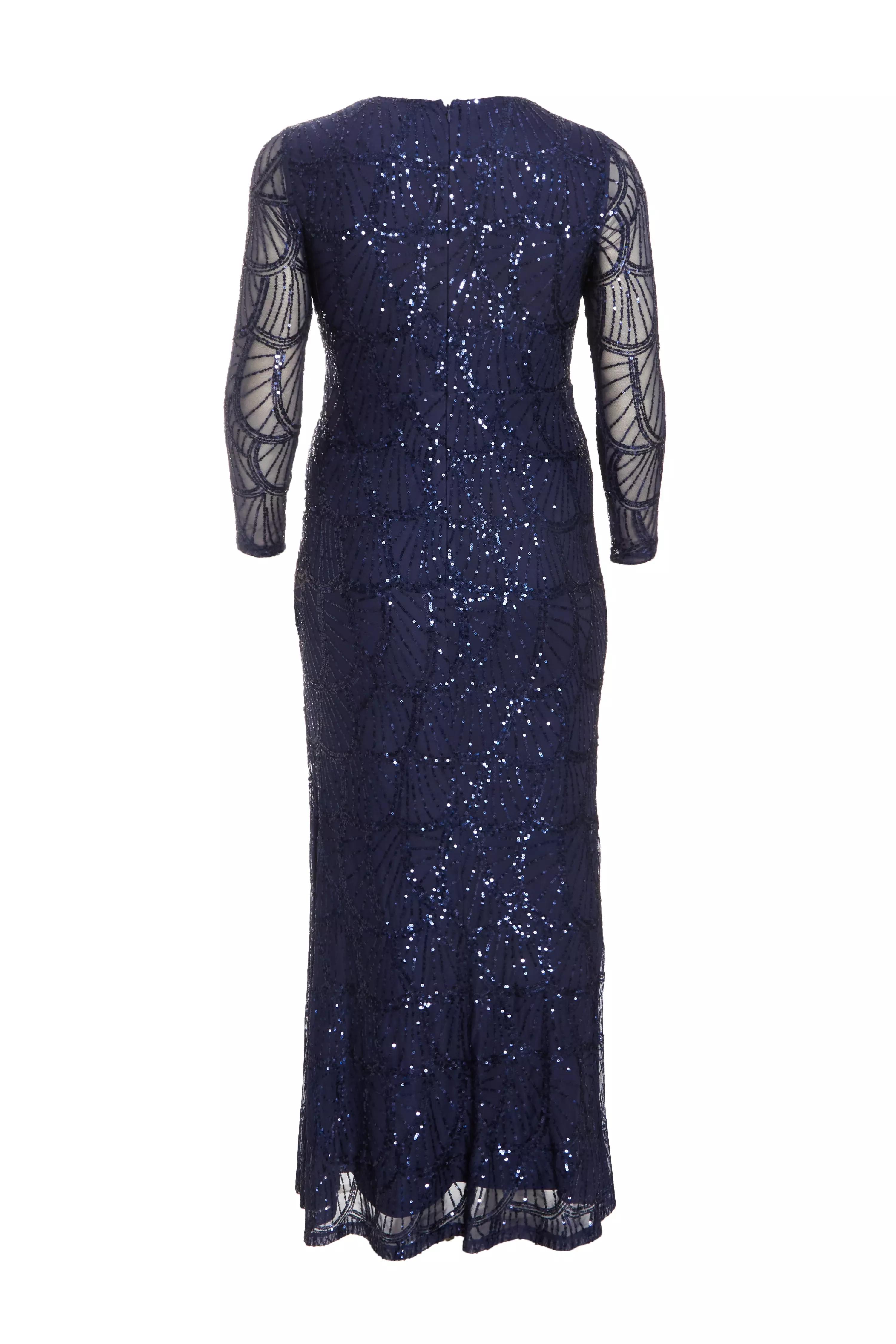 Curve Navy Sequin Maxi Dress 