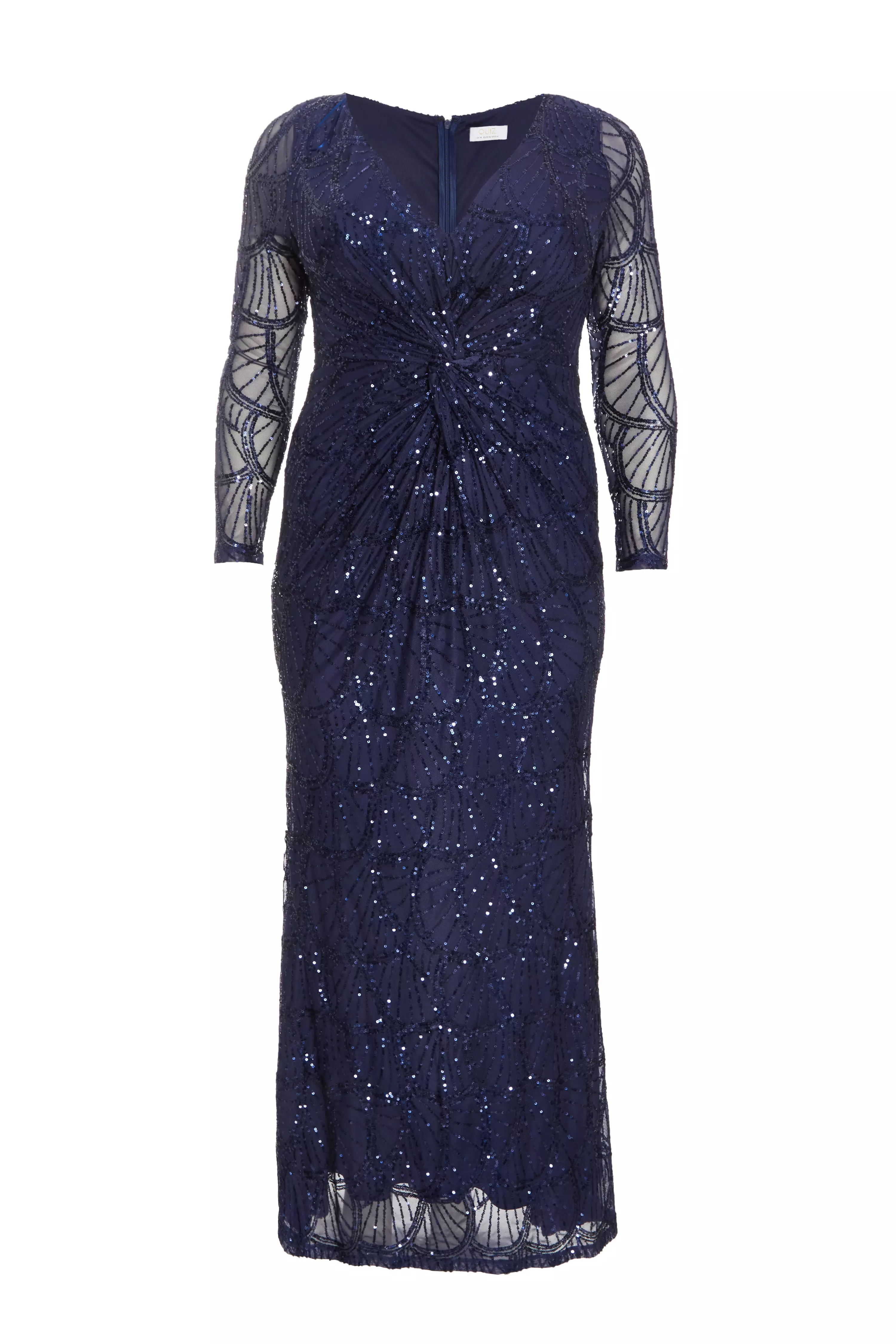 Curve Navy Sequin Maxi Dress 