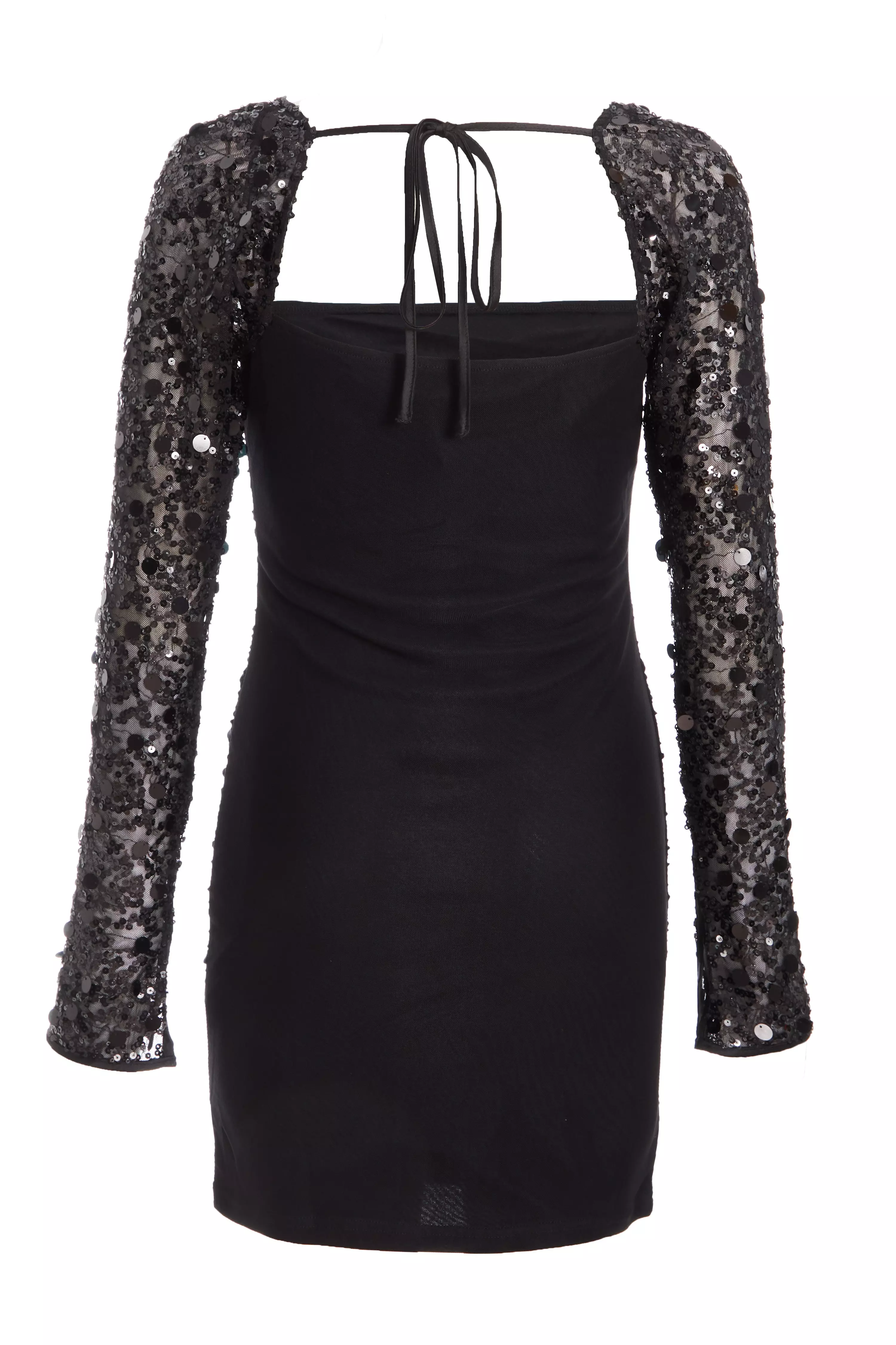 Black Sequin Bodycon Mini Dress