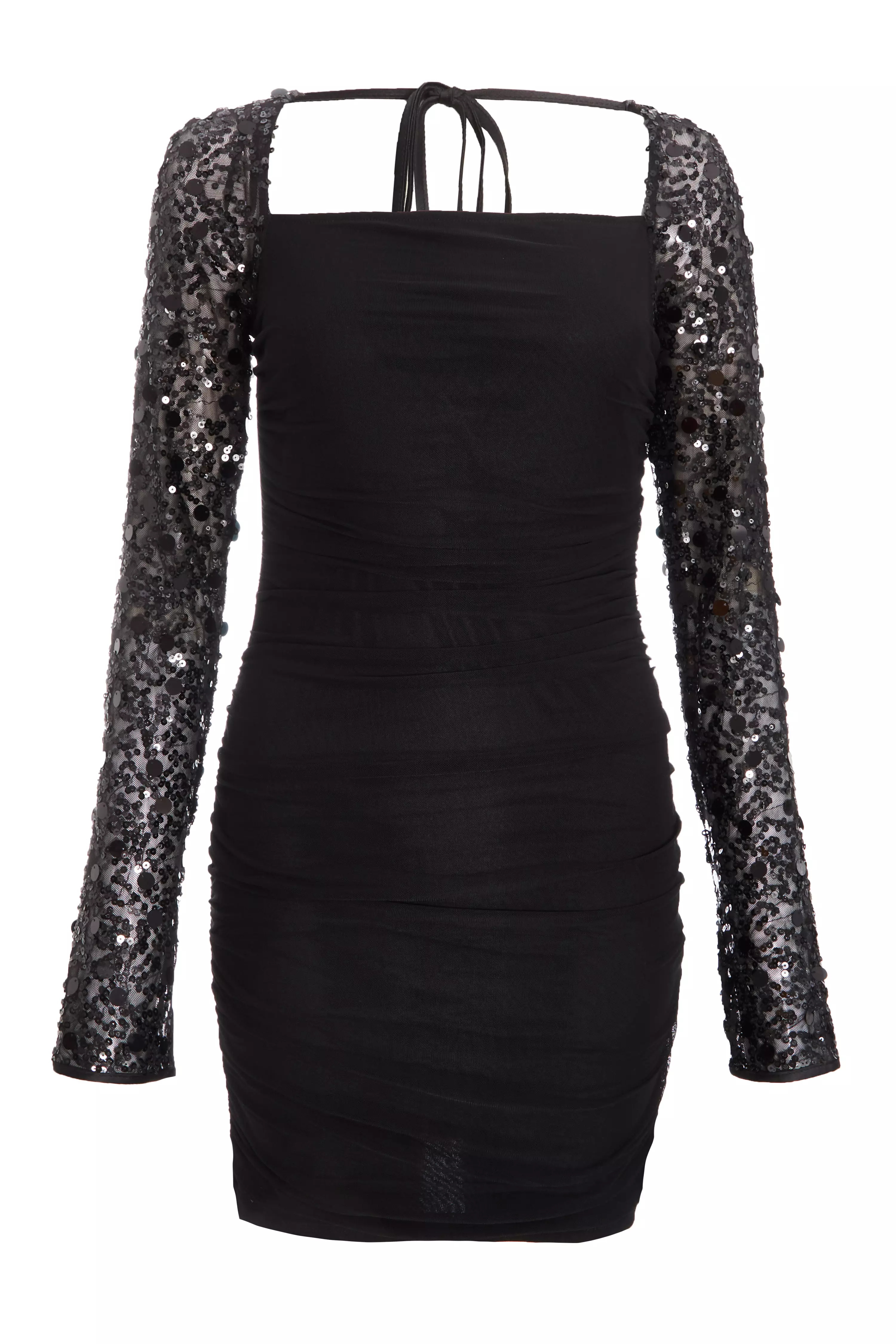 Black Sequin Bodycon Mini Dress