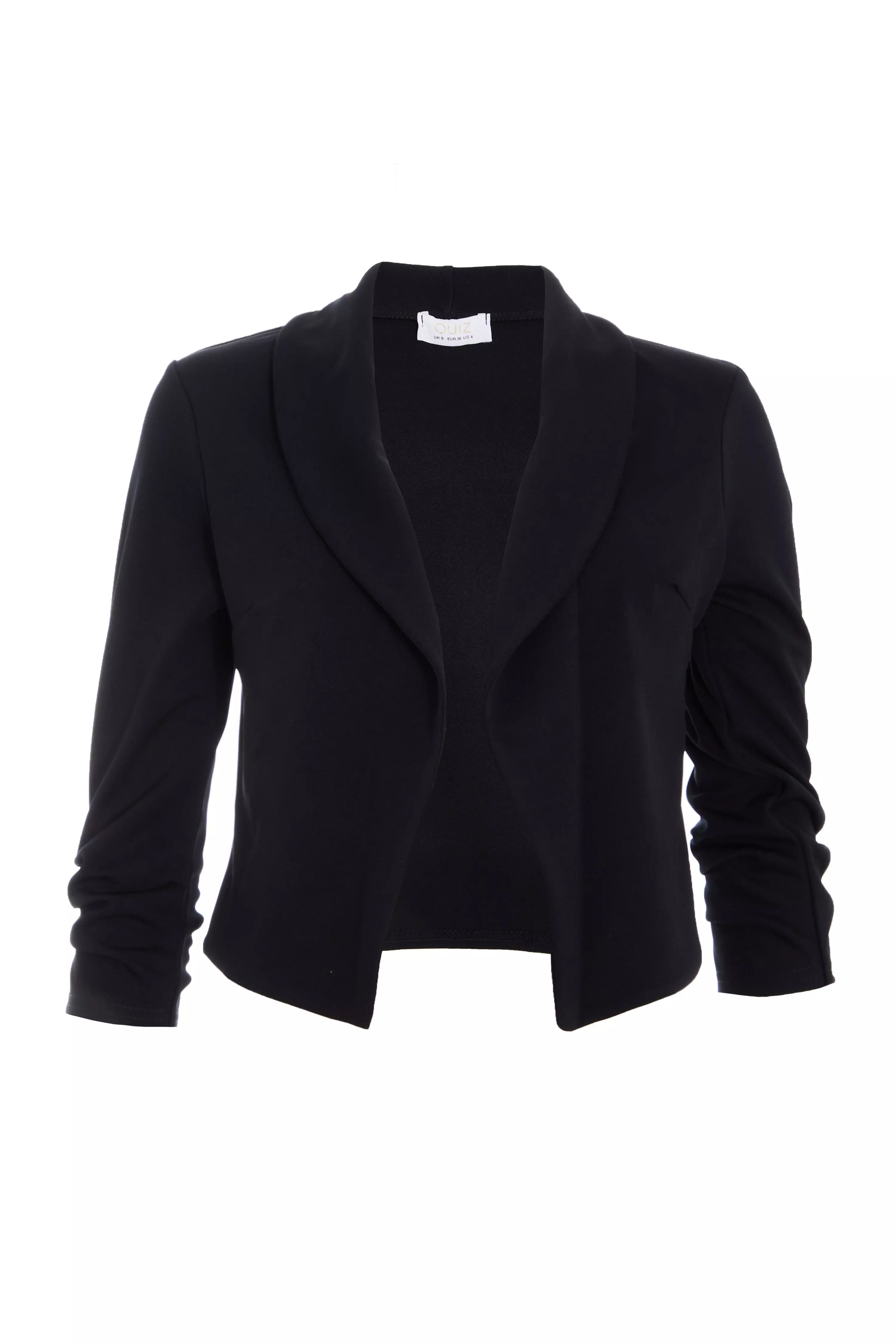 Black Split Sleeve Crop Jacket