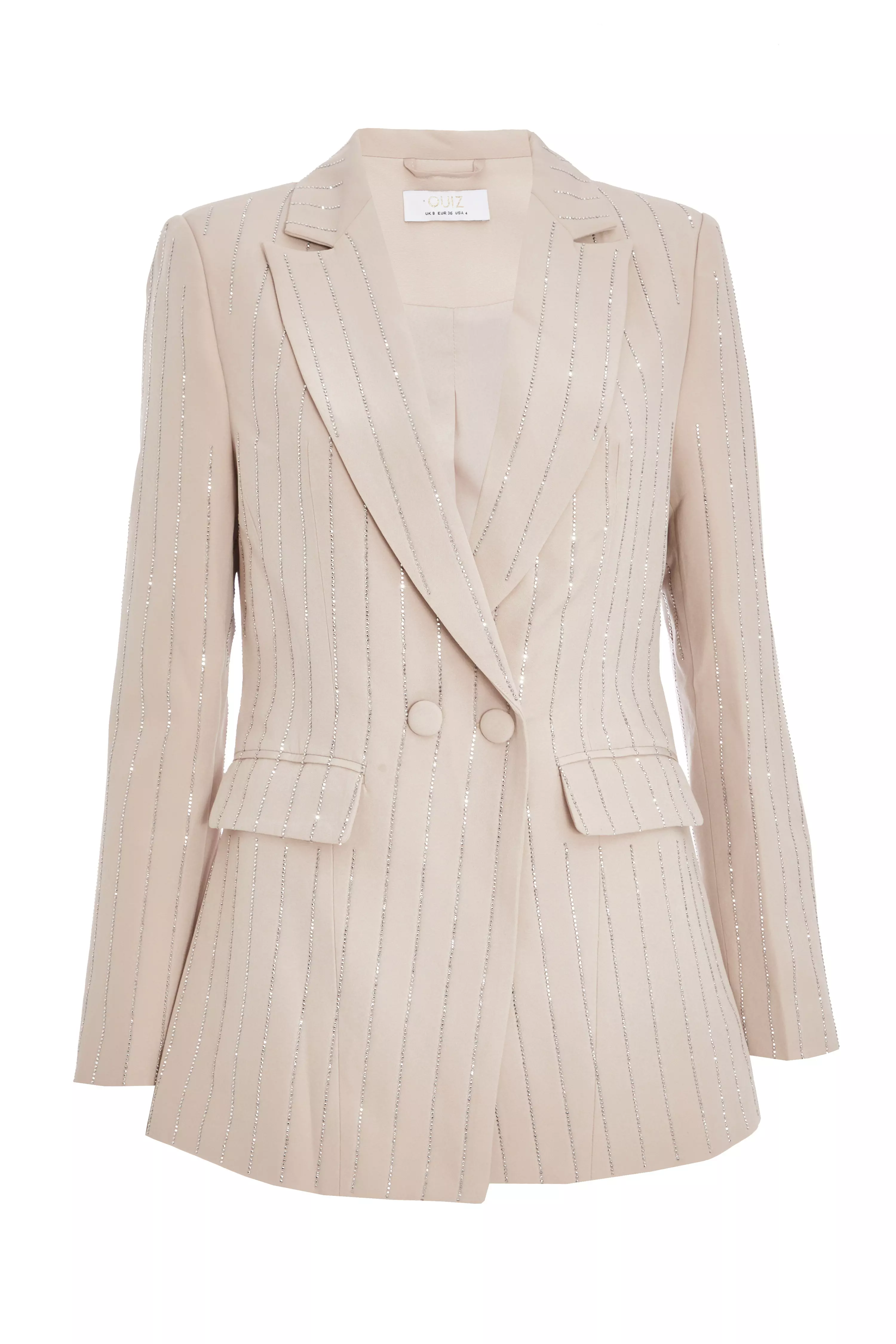 Petite Beige Embellished Blazer