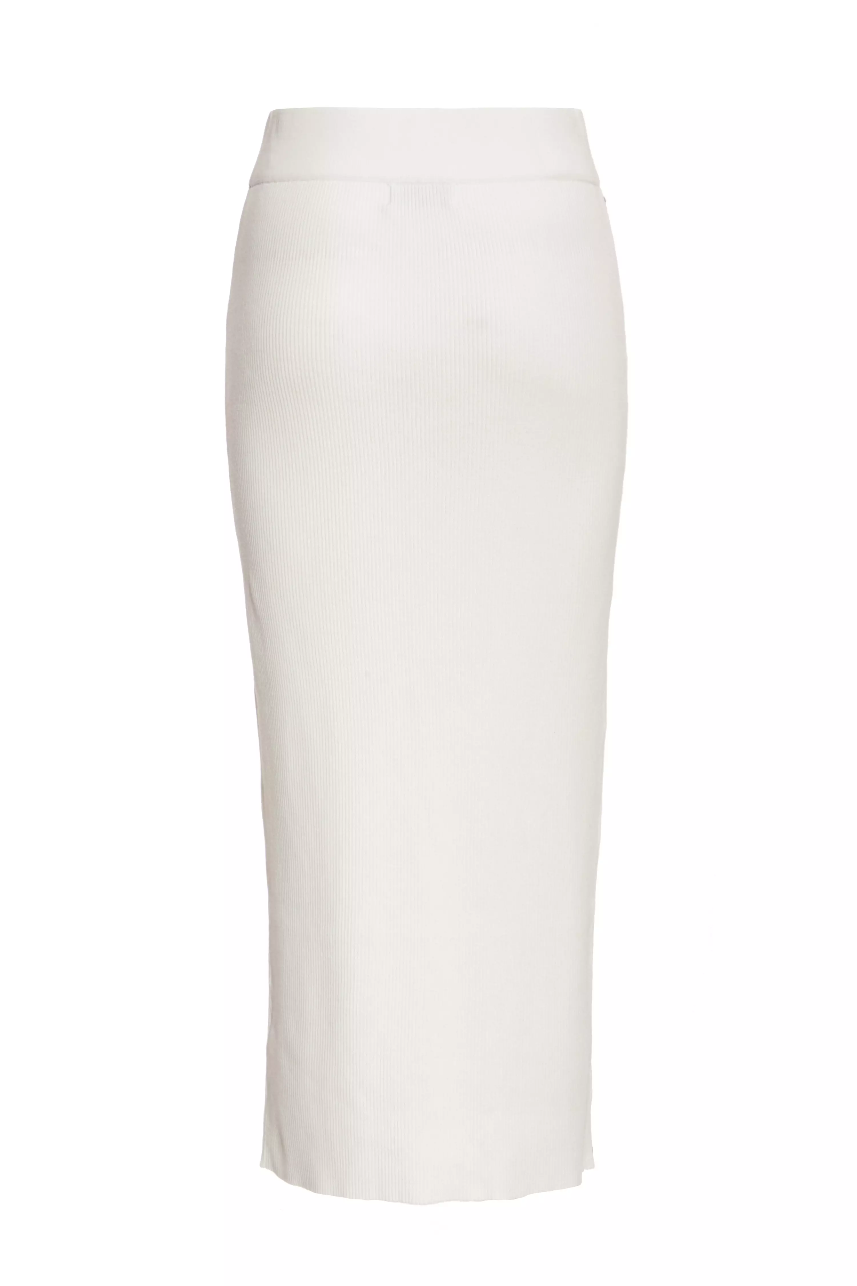 Cream Knit Diamante Midi Skirt