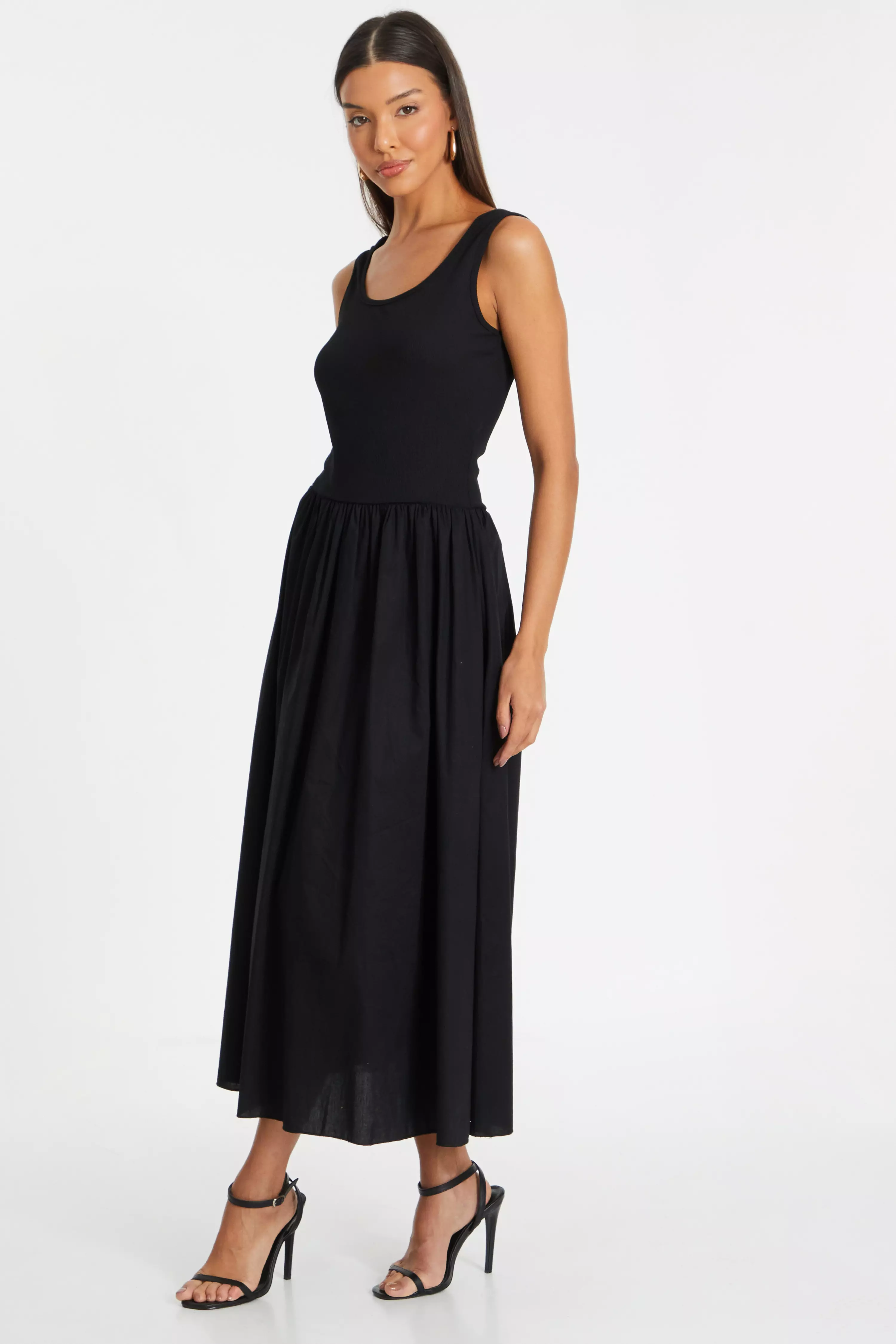 Black Midi Skater Dress