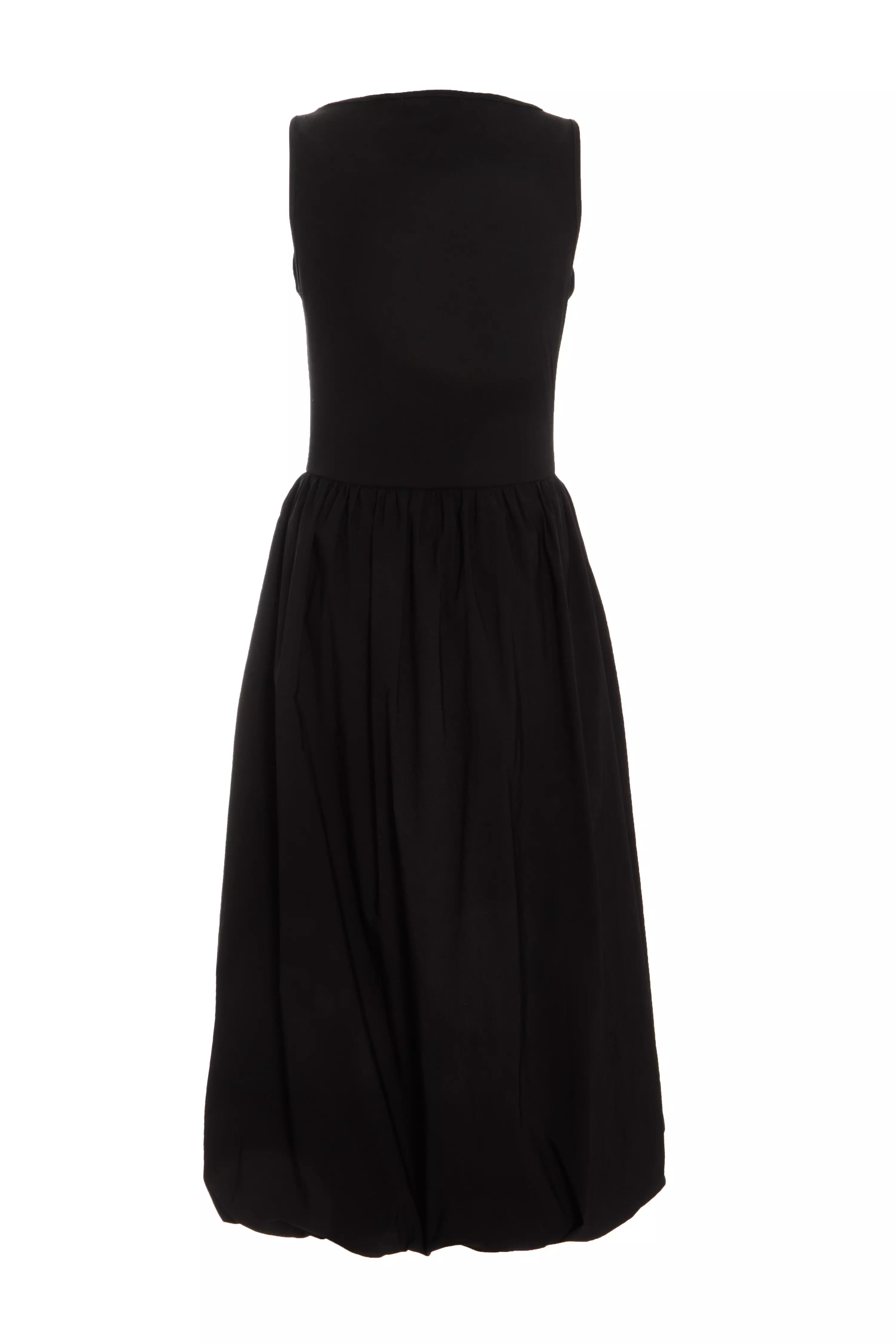 Black Puff Ball Midi Dress