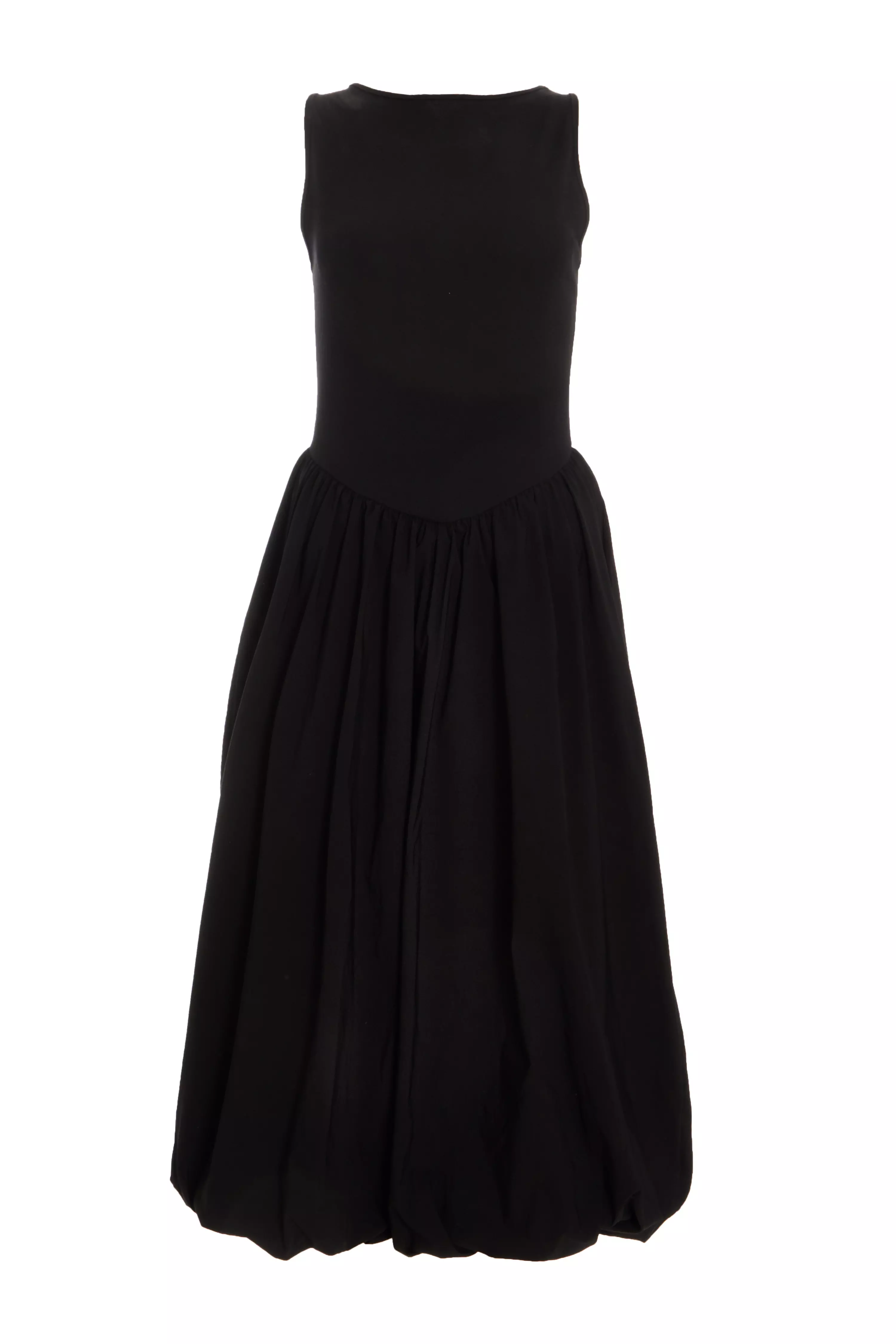 Black Puff Ball Midi Dress