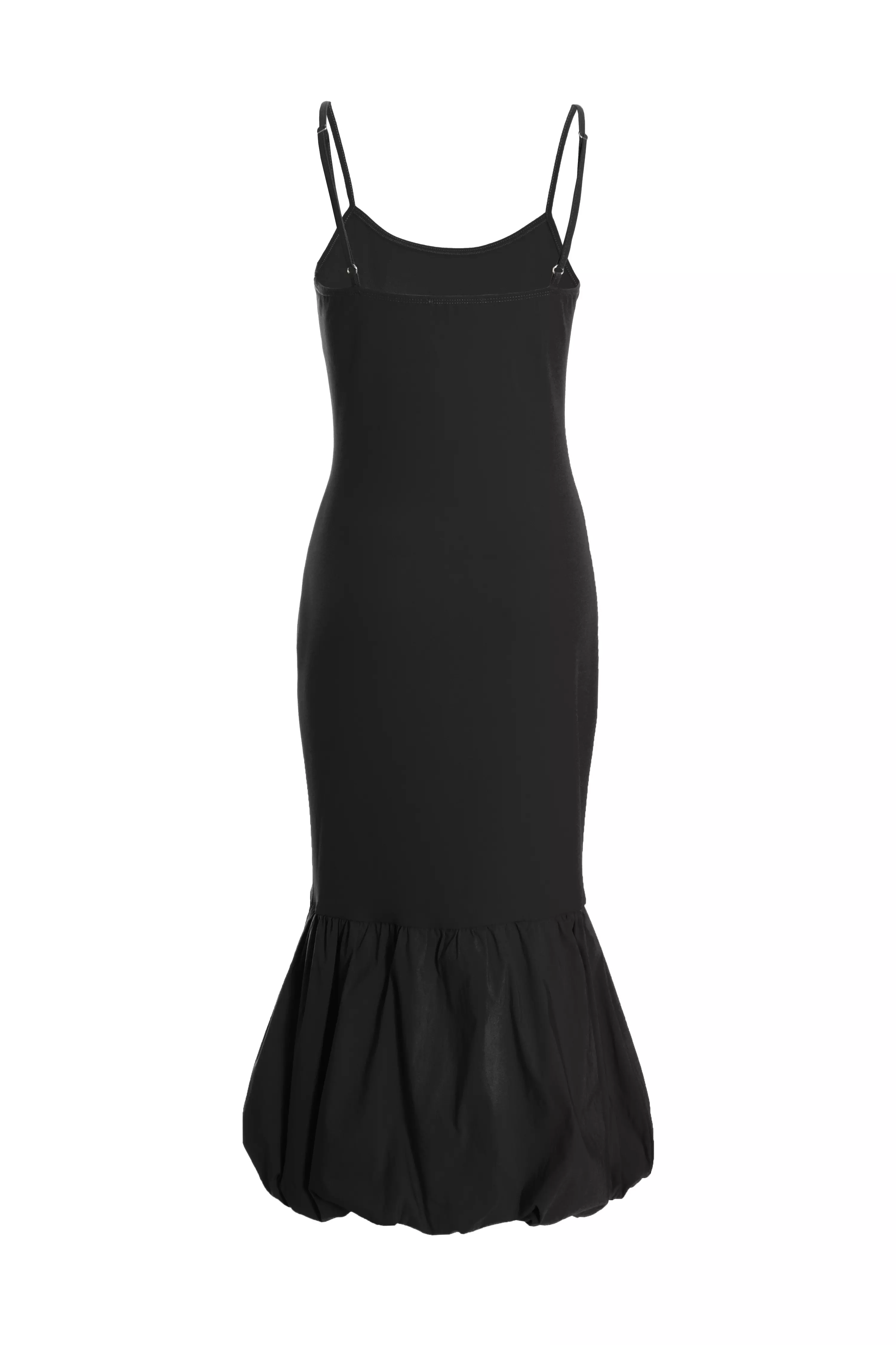 Black Puff Ball Midi Dress