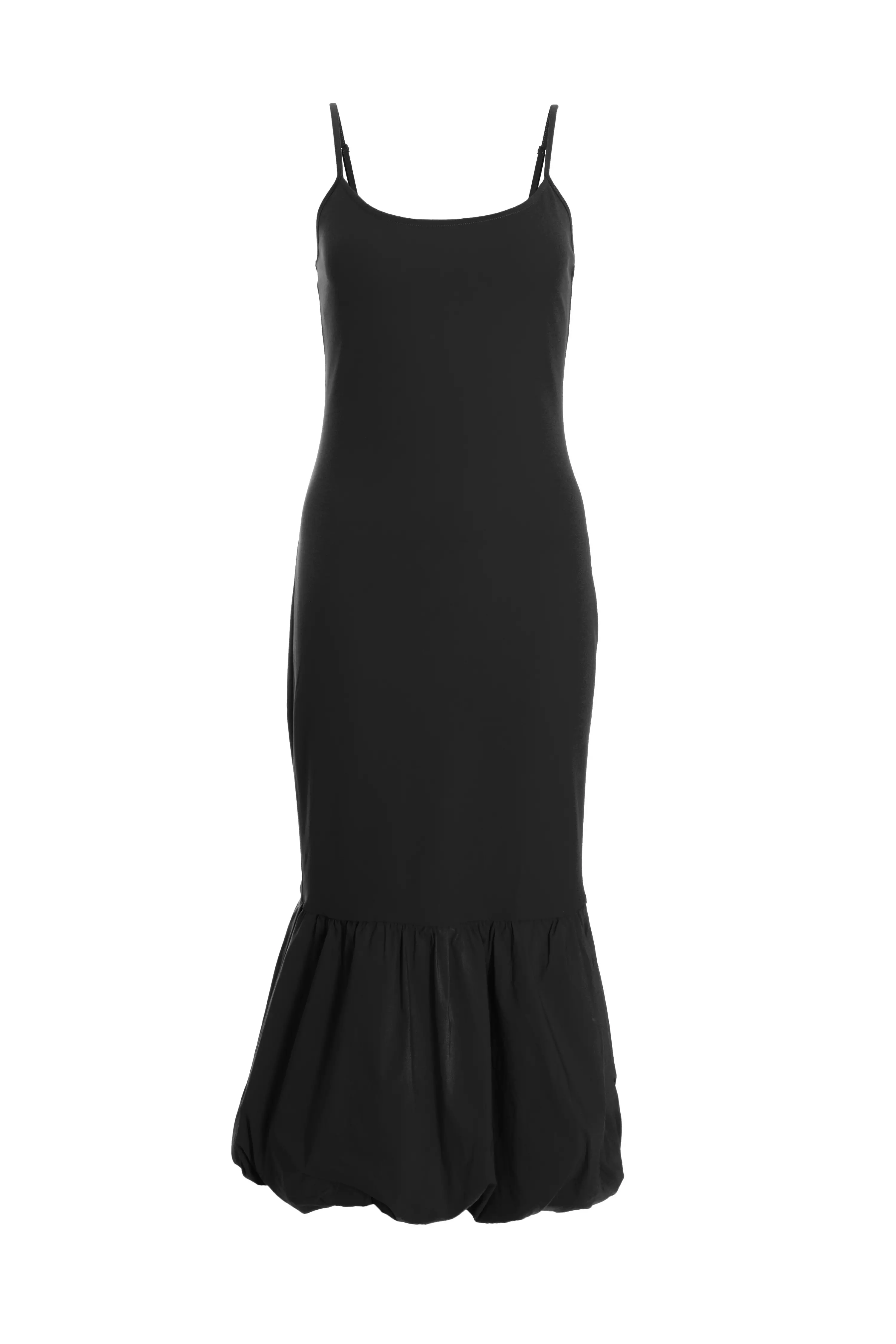 Black Puff Ball Midi Dress