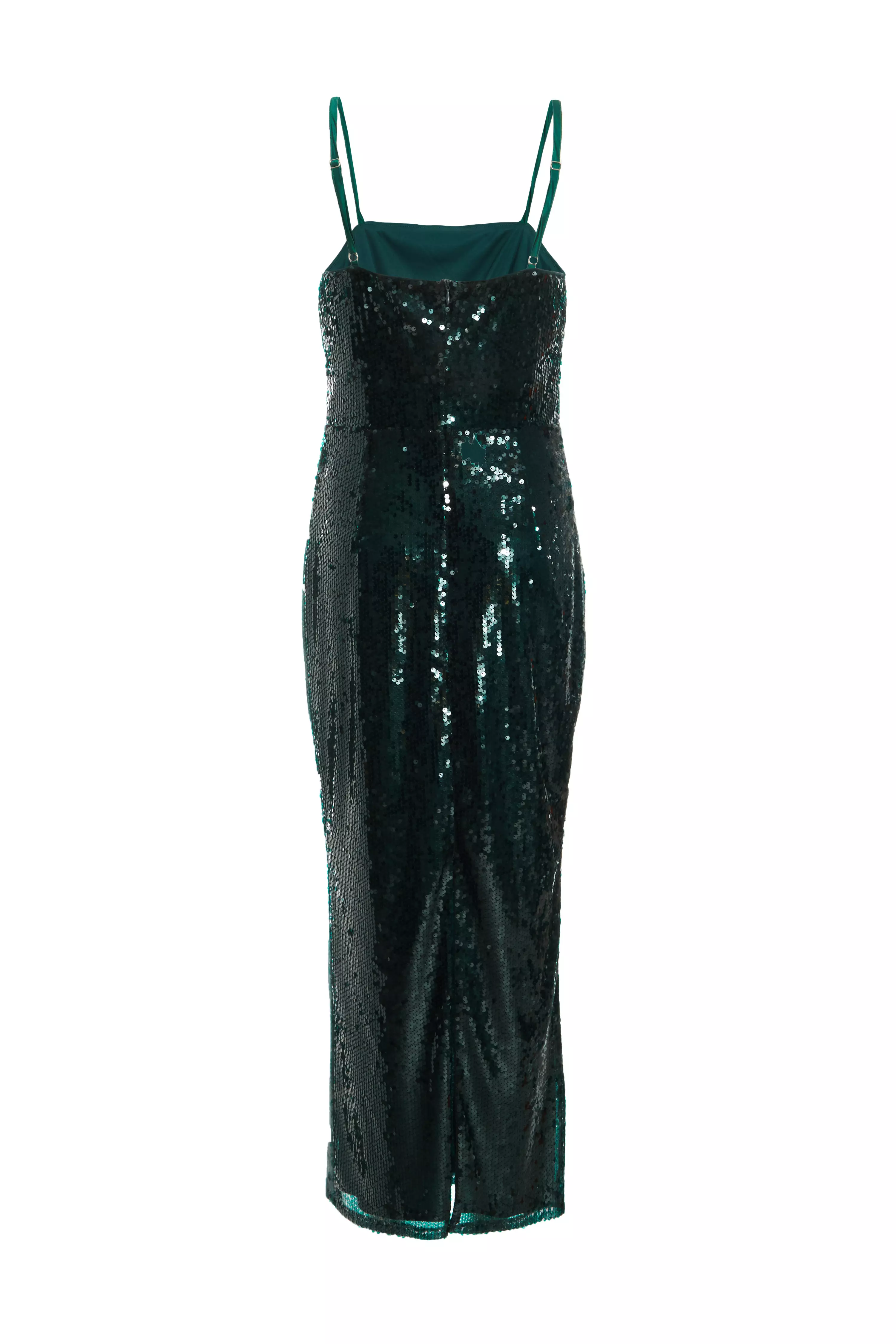 Bottle Green Sequin Midaxi Dress