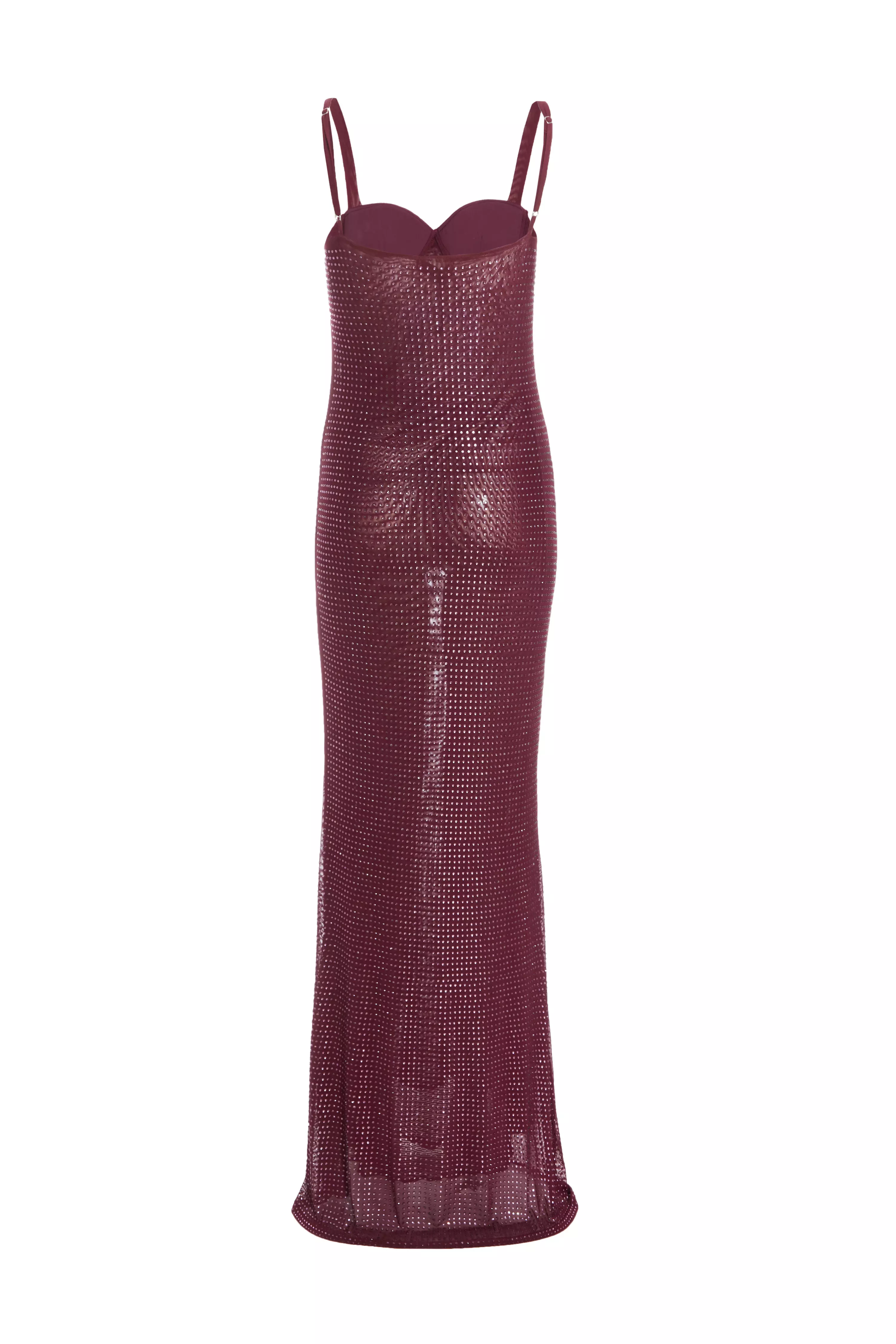 Dark Red Embellished Maxi Dress