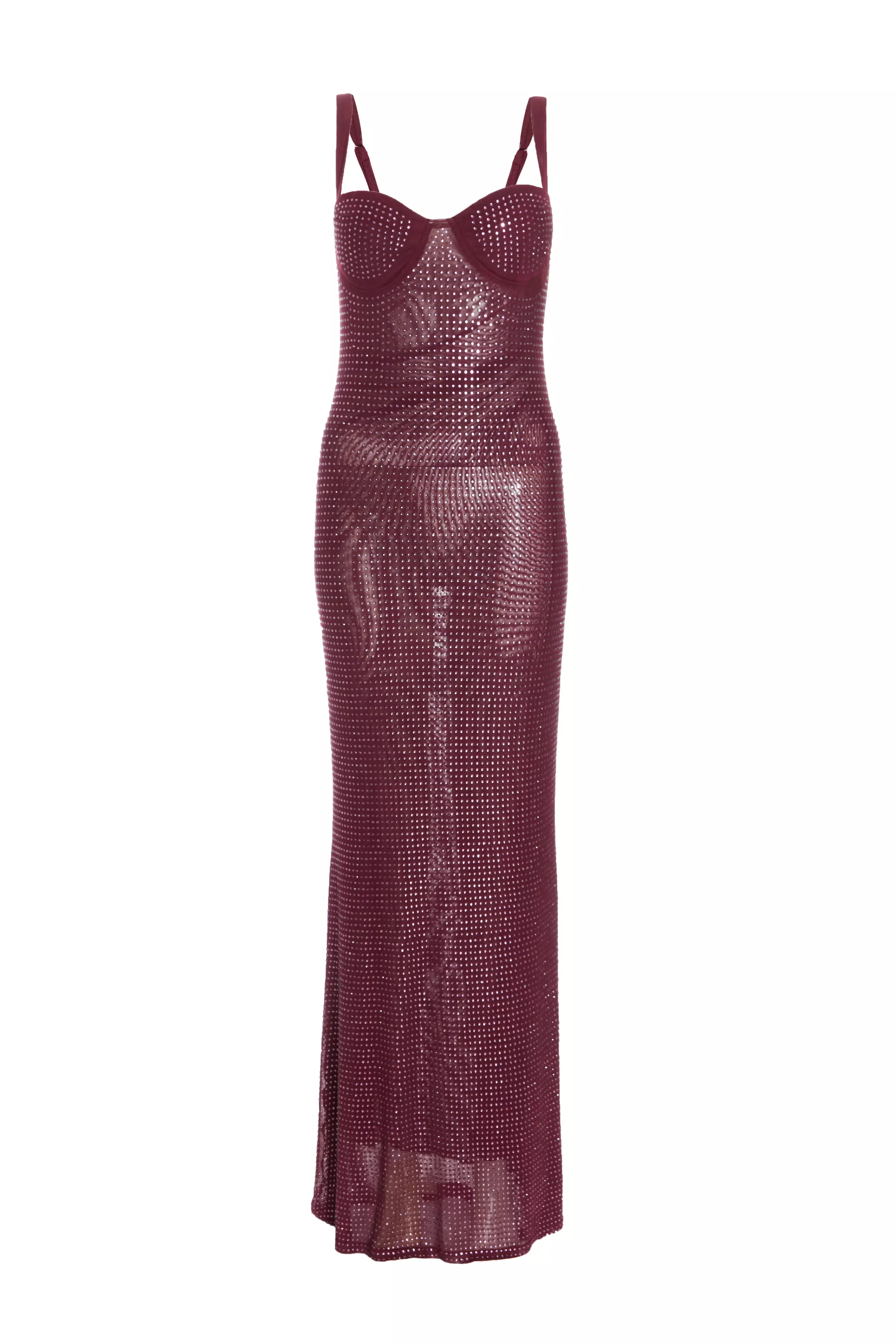 Dark Red Embellished Maxi Dress