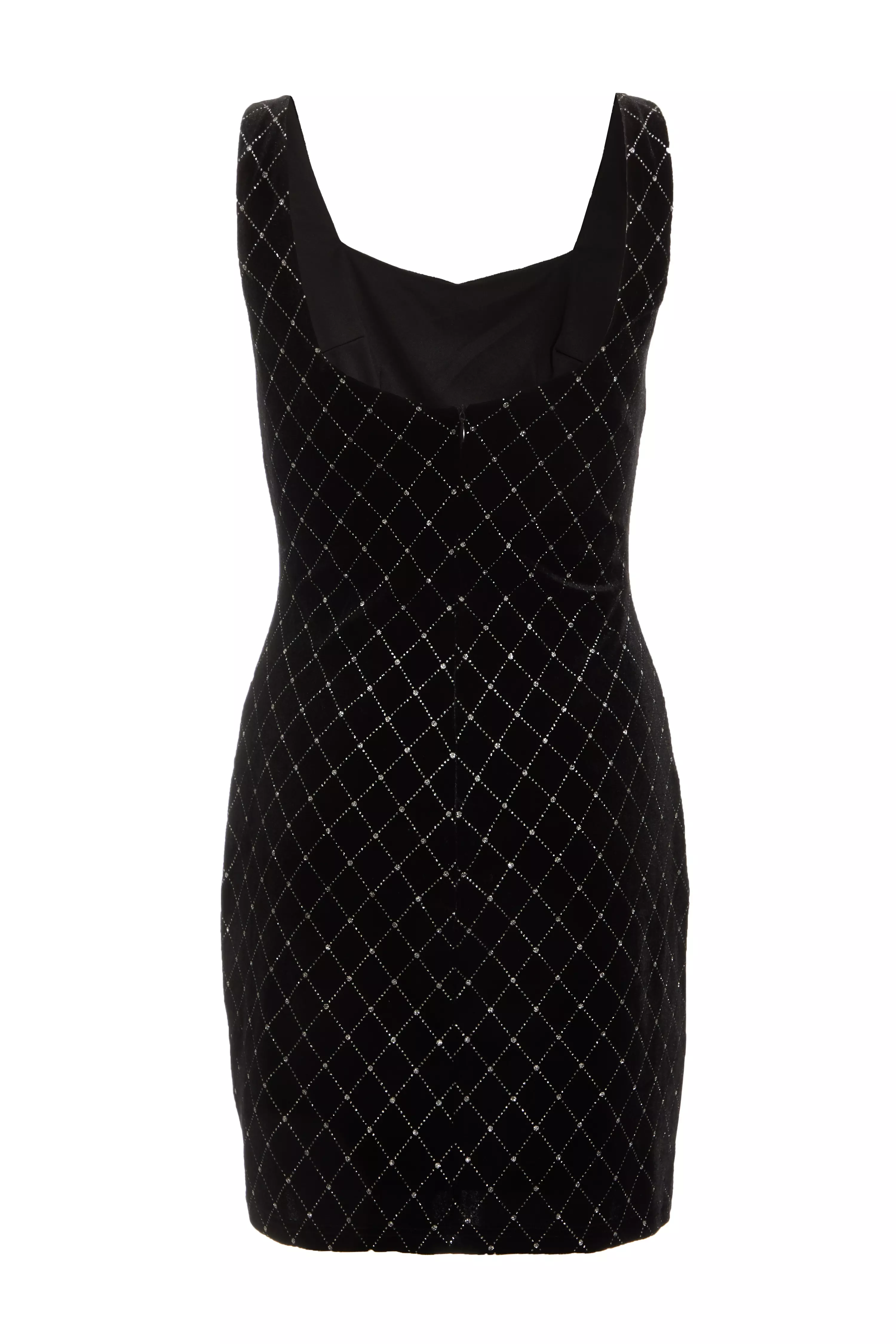 Black Velvet Diamante Mini Dress