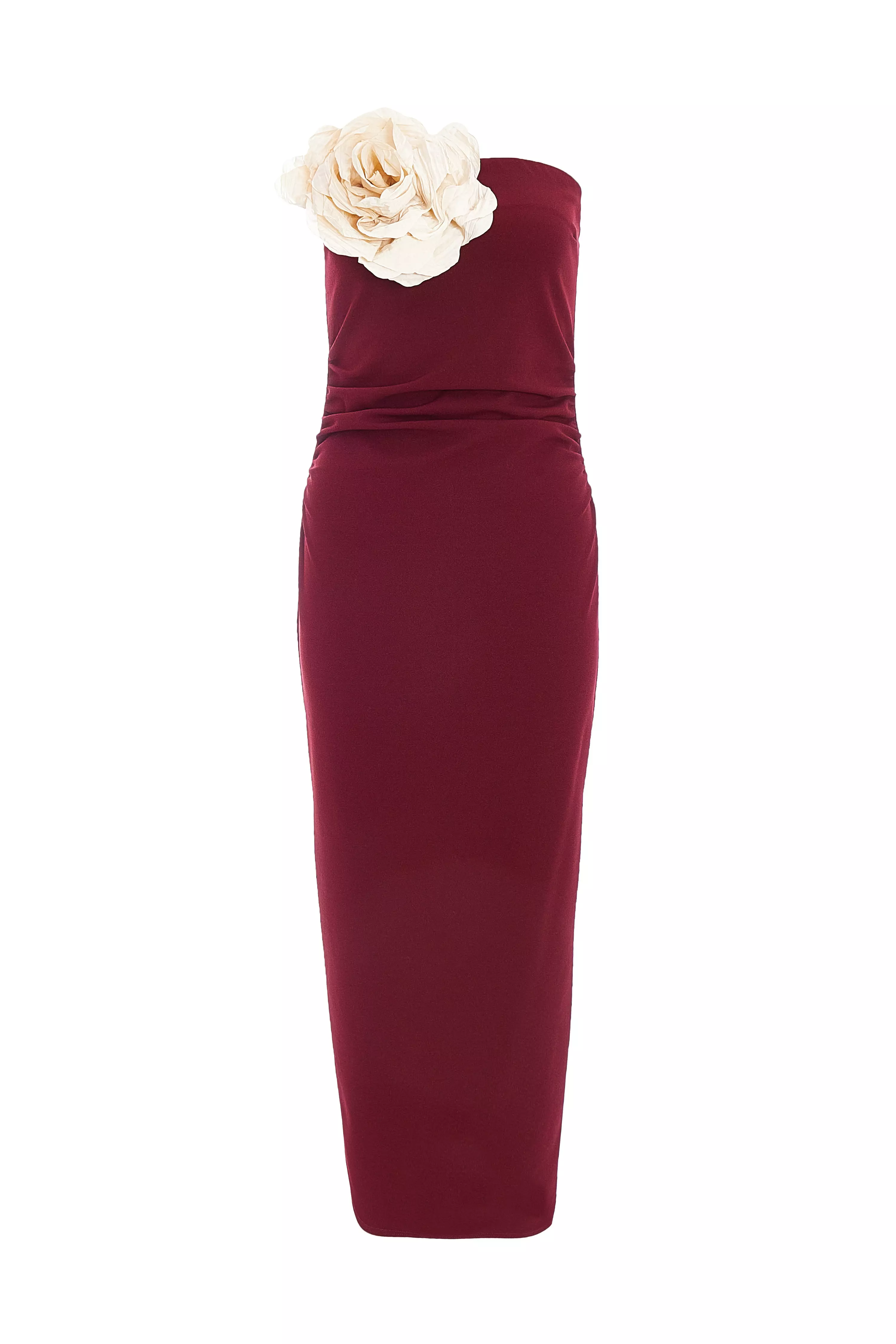 Dark Red Corsage Midaxi Dress